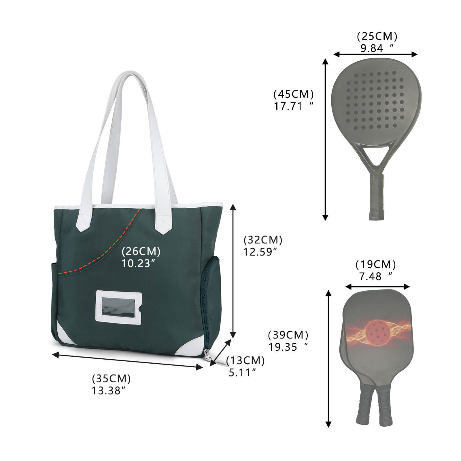 TOURBON Nylon  Pickleball Tote Bag for Men Women Lightweight