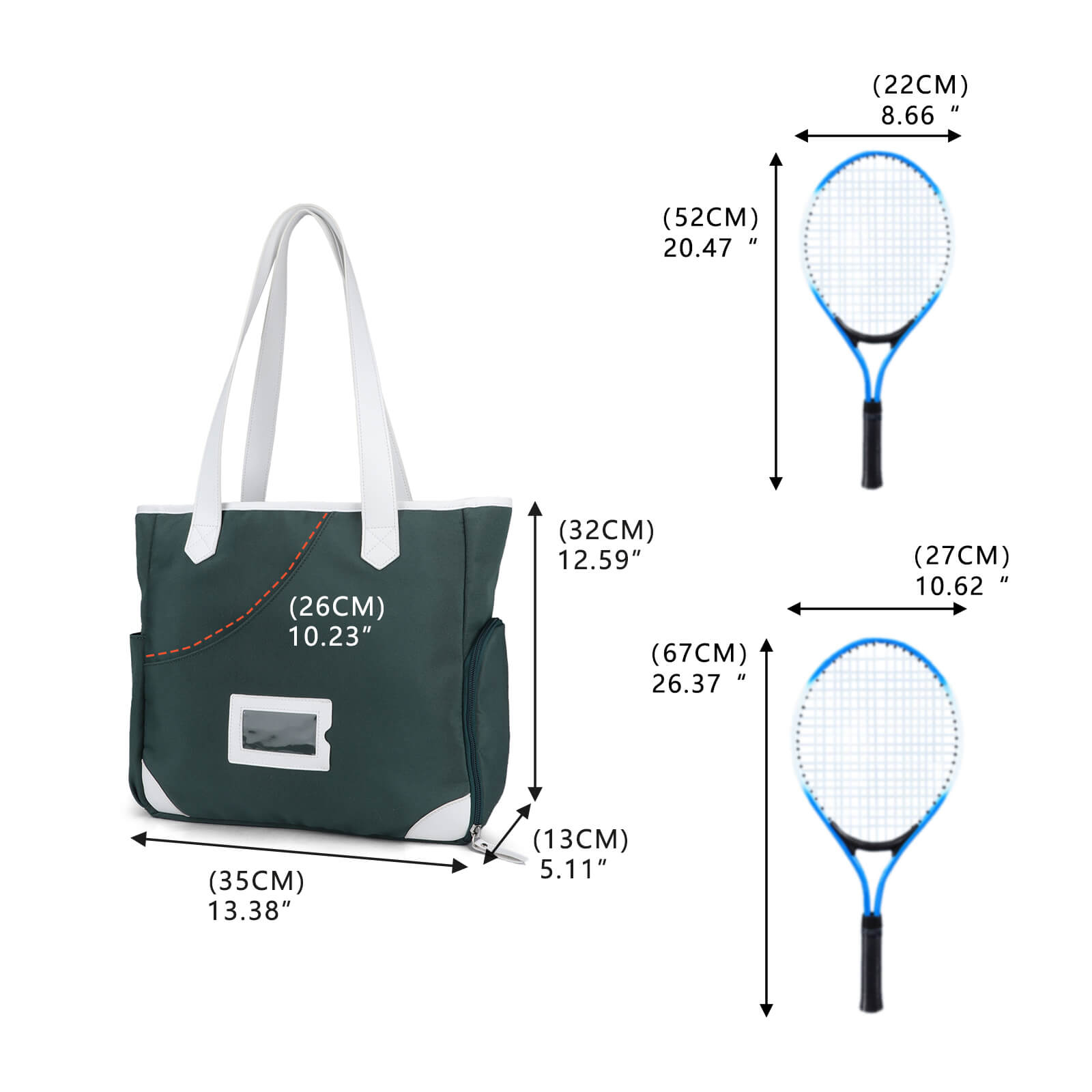 TOURBON Nylon  Pickleball Tote Bag for Men Women Lightweight