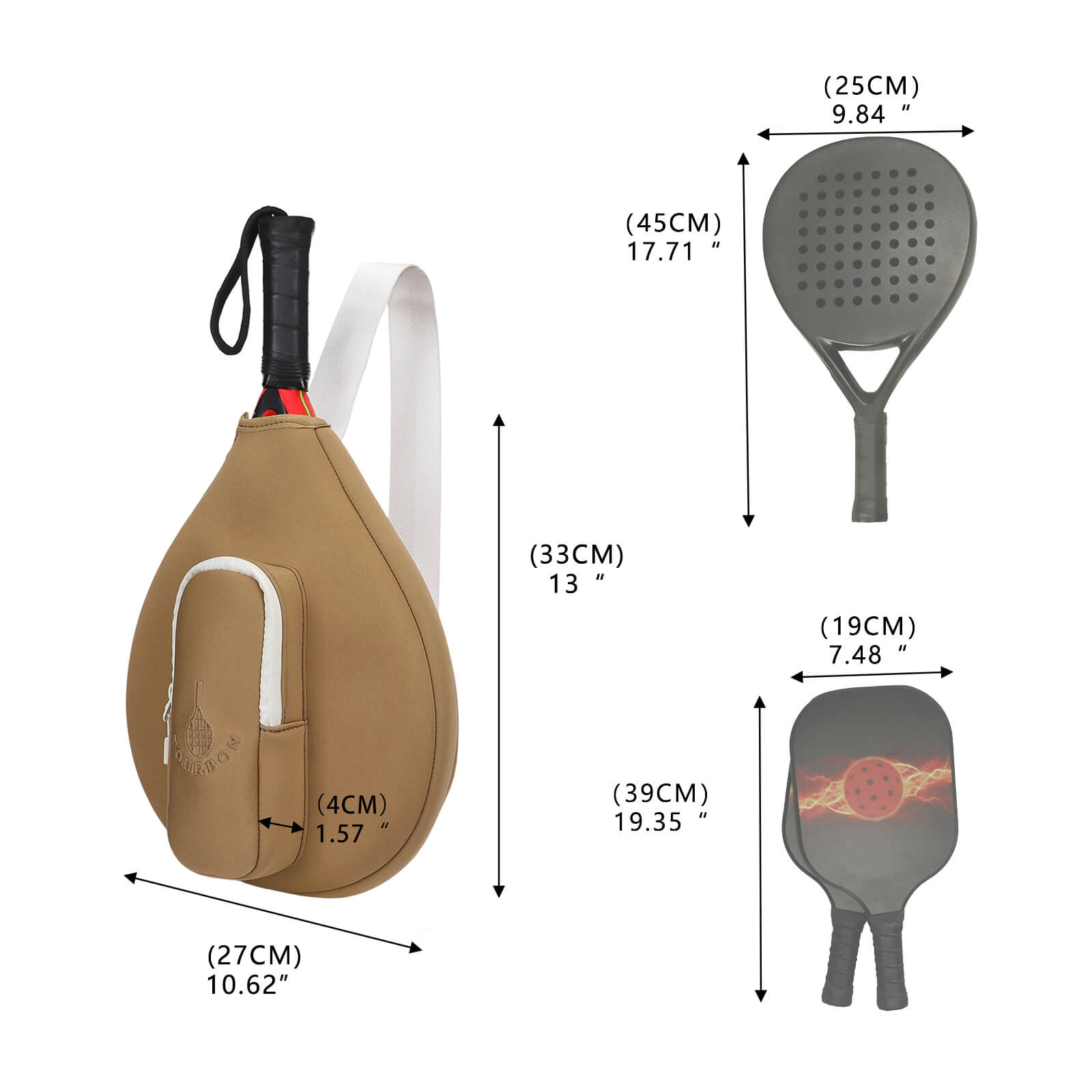 TOURBON Neoprene Pickleball Paddle Cover Lightweight