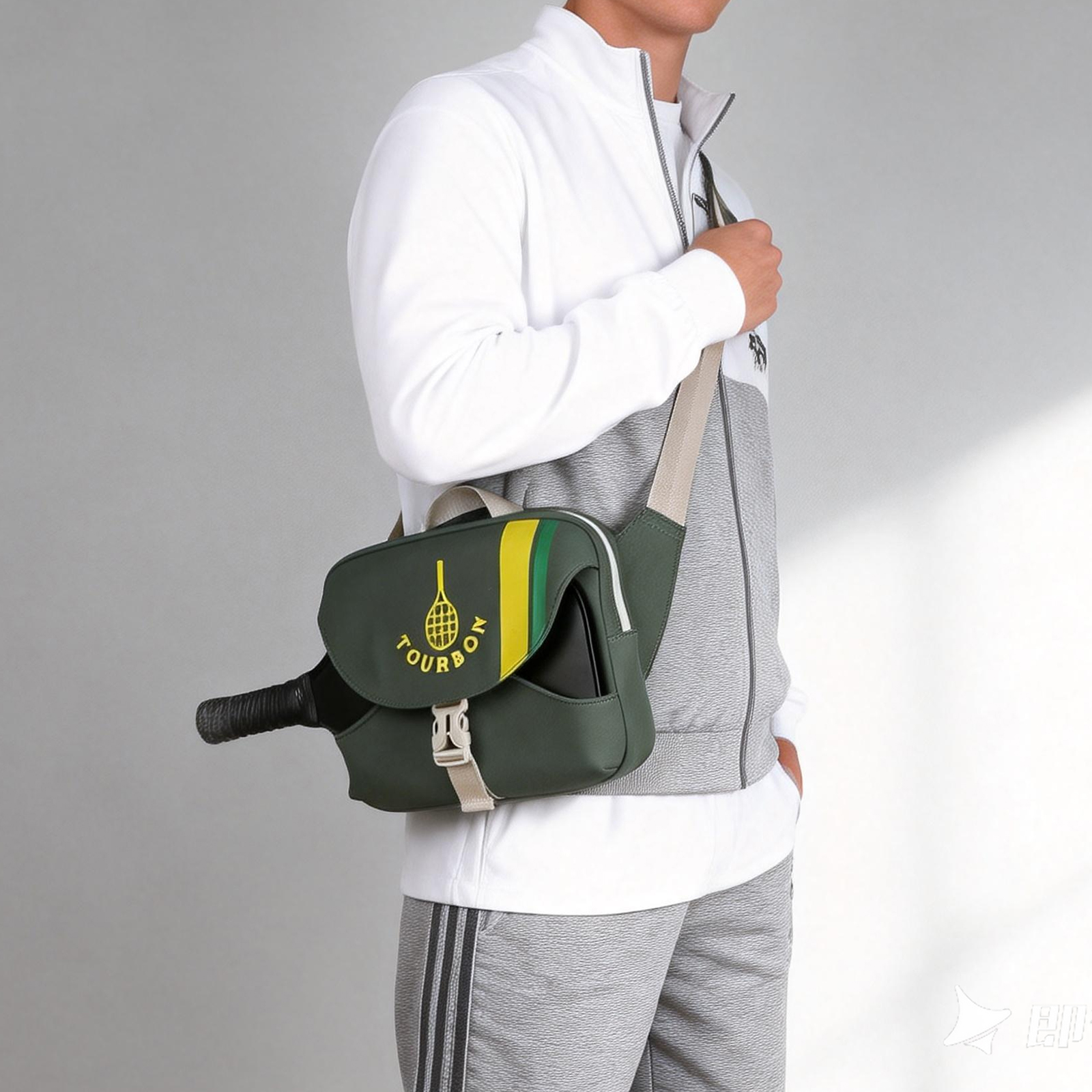 TOURBON Nylon Pickleball Bag Pickle Ball Paddle Sling Bag