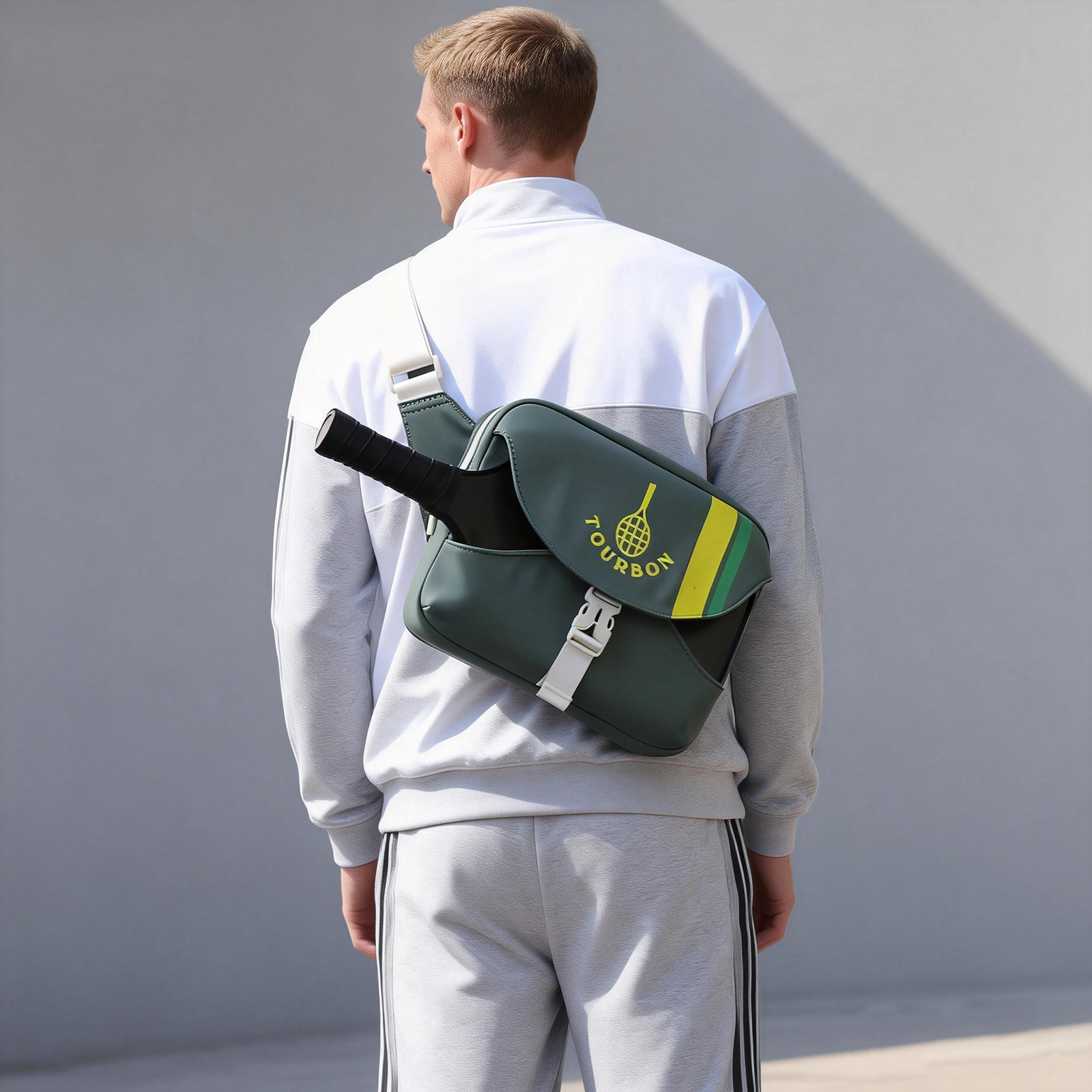 TOURBON Nylon Pickleball Bag Pickle Ball Paddle Sling Bag