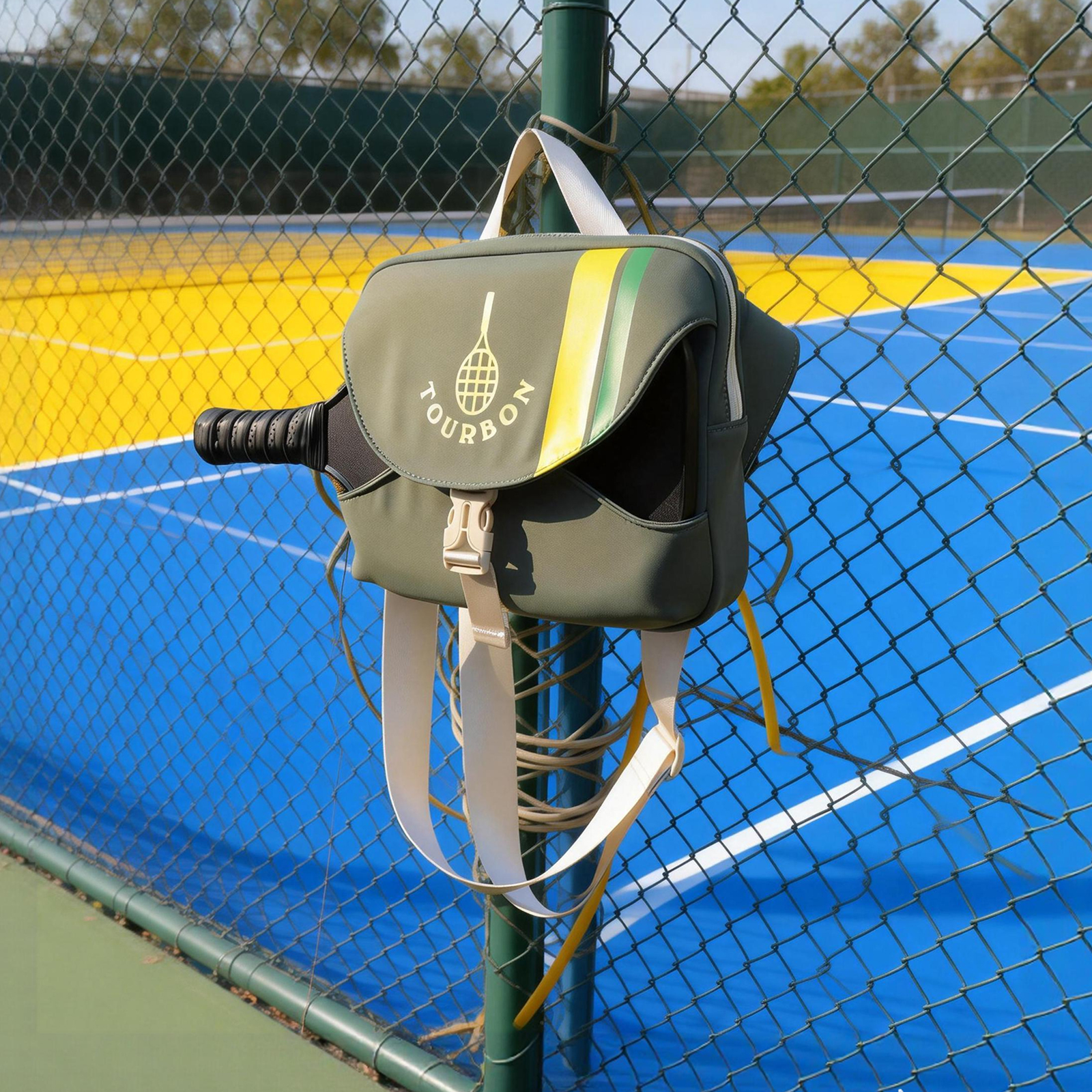TOURBON Nylon Pickleball Bag Pickle Ball Paddle Sling Bag
