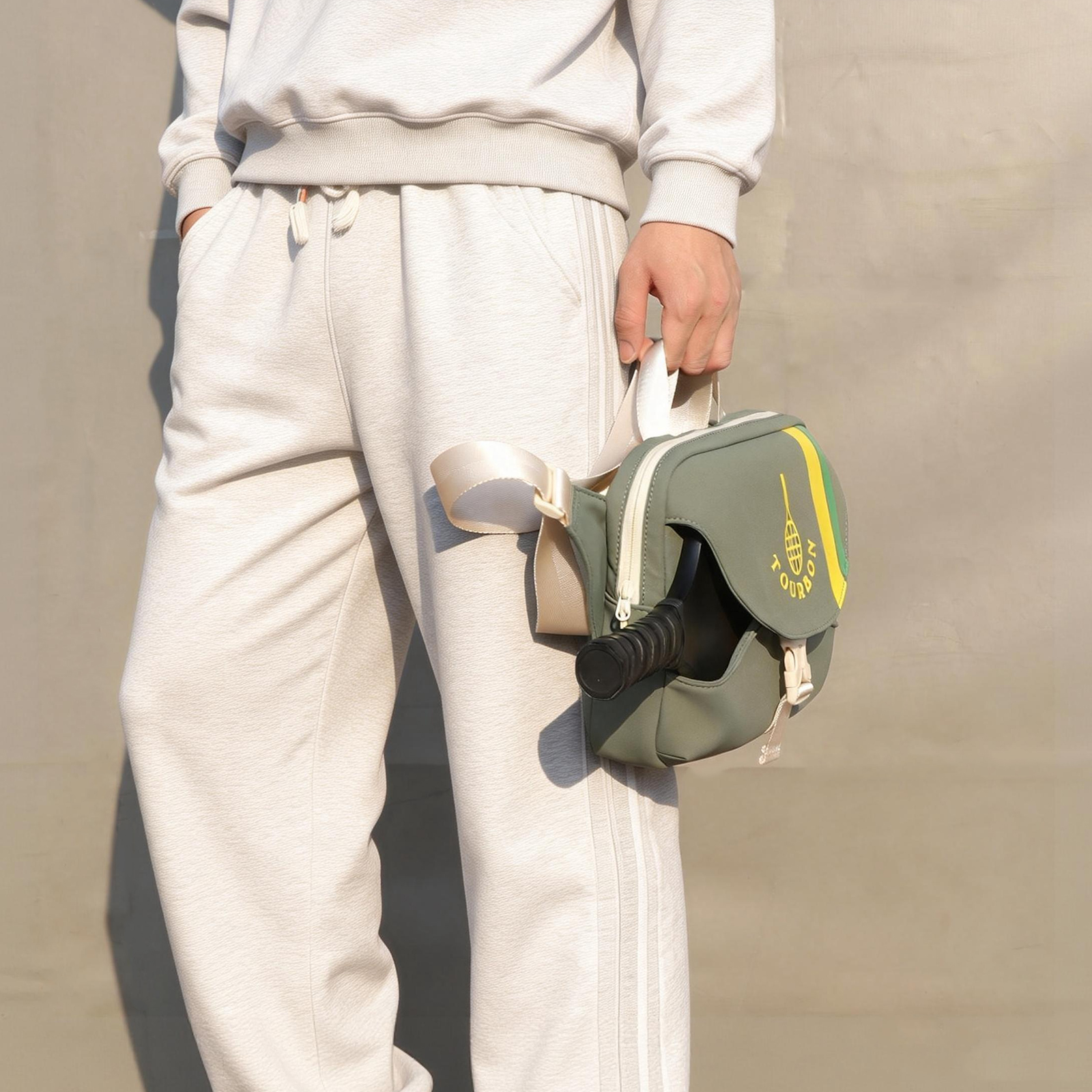 TOURBON Nylon Pickleball Bag Pickle Ball Paddle Sling Bag