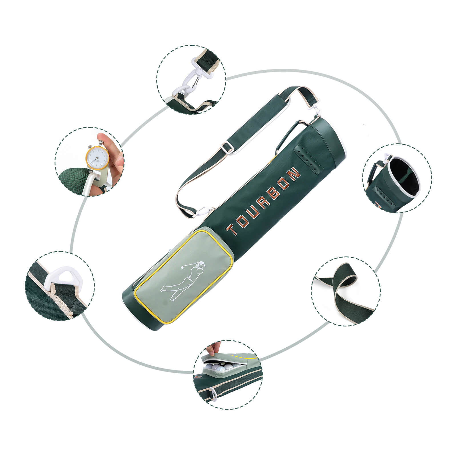 TOURBON Lightweight Golf Training Carry Bag Holds 7-9 Clubs