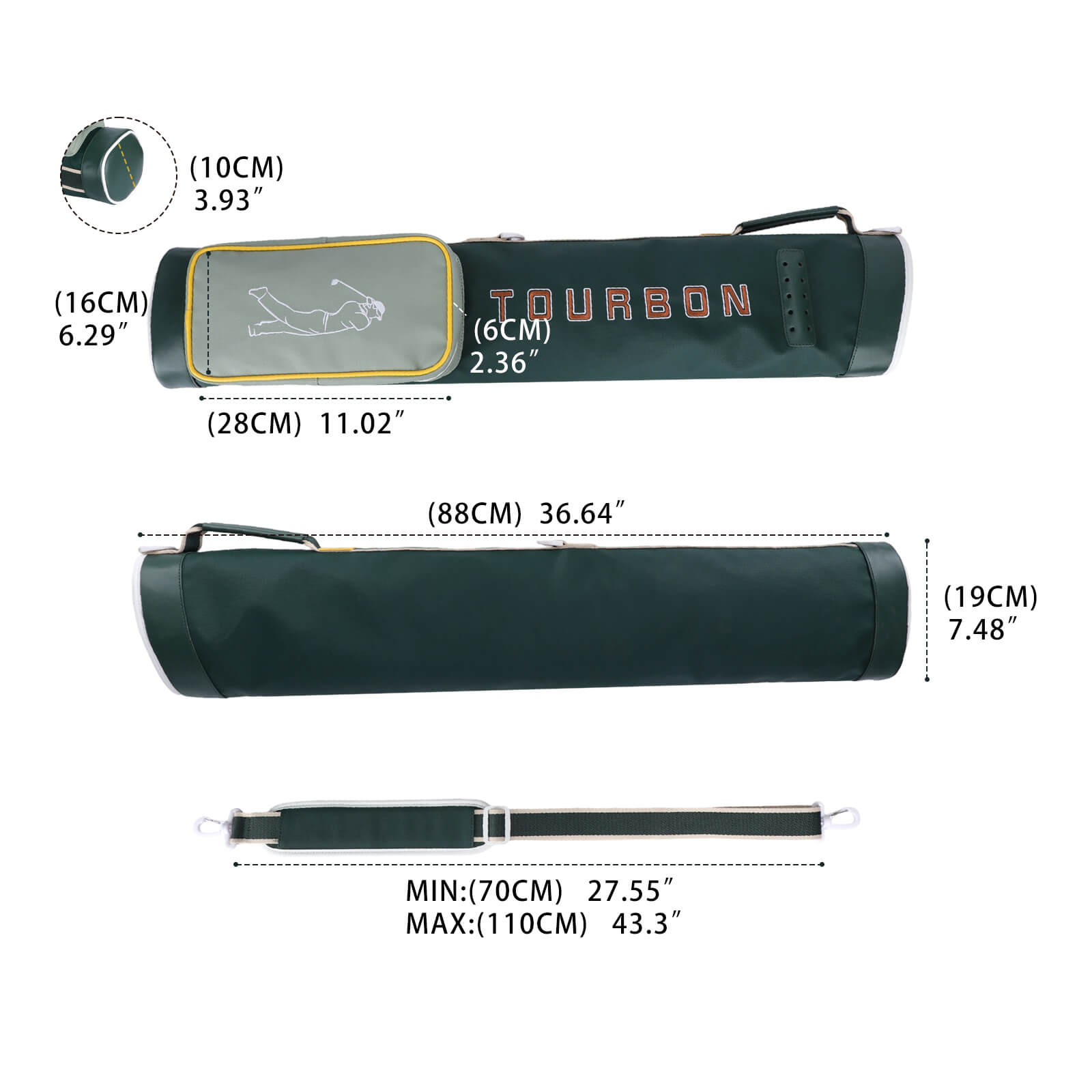 TOURBON Lightweight Golf Training Carry Bag Holds 7-9 Clubs