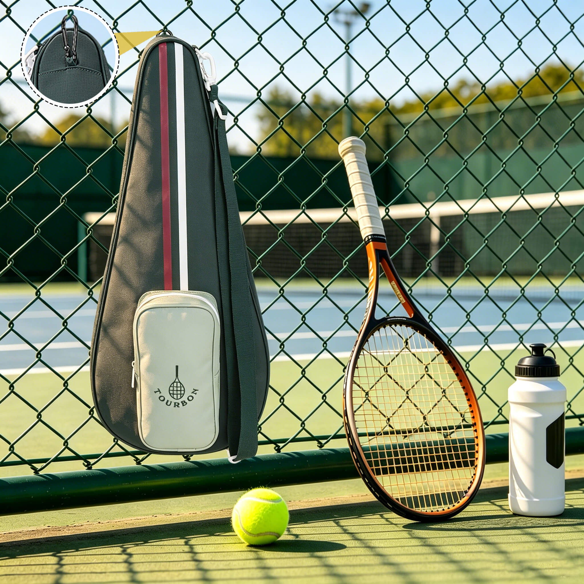 TOURBON Nylon Padded Tennis Racquet Bag