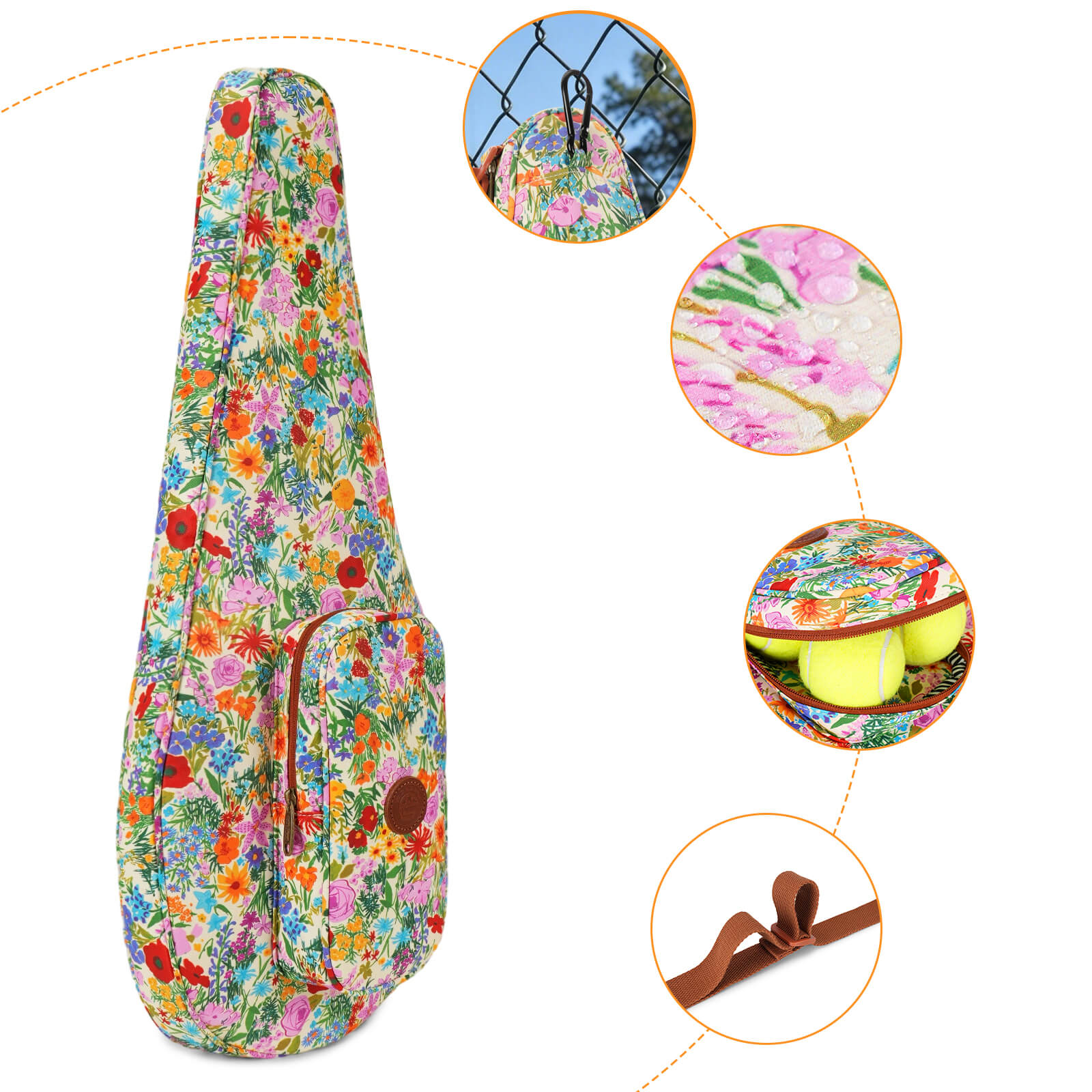 TOURBON Padded Nylon Tennis Racket Bag