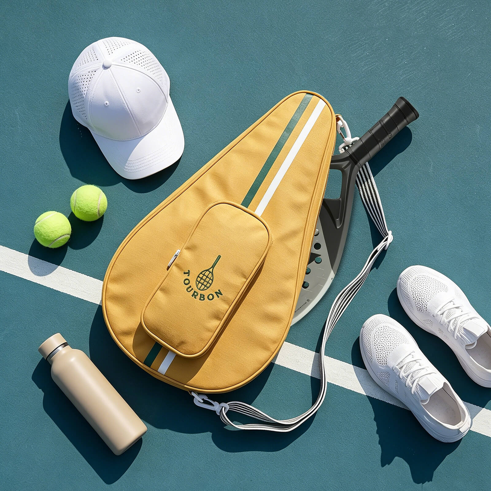 Tourbon Padel & Pickleball Racket Sling Bag with Adjustable Strap