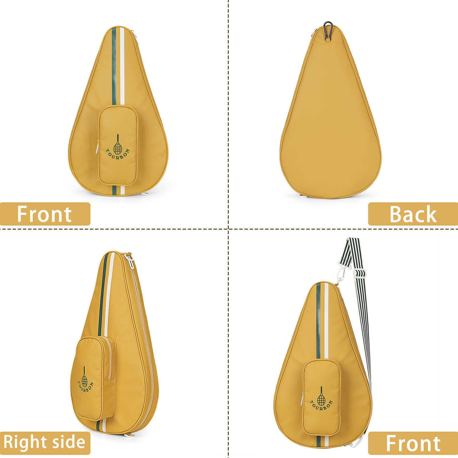 Tourbon Padel & Pickleball Racket Sling Bag with Adjustable Strap