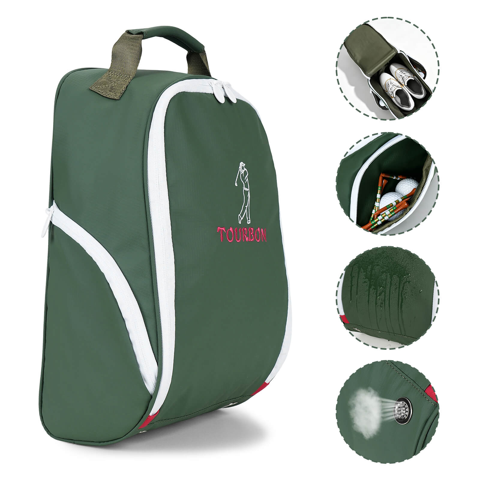 TOURBON Golf Shoe Bag with Side Pockets for Men Women
