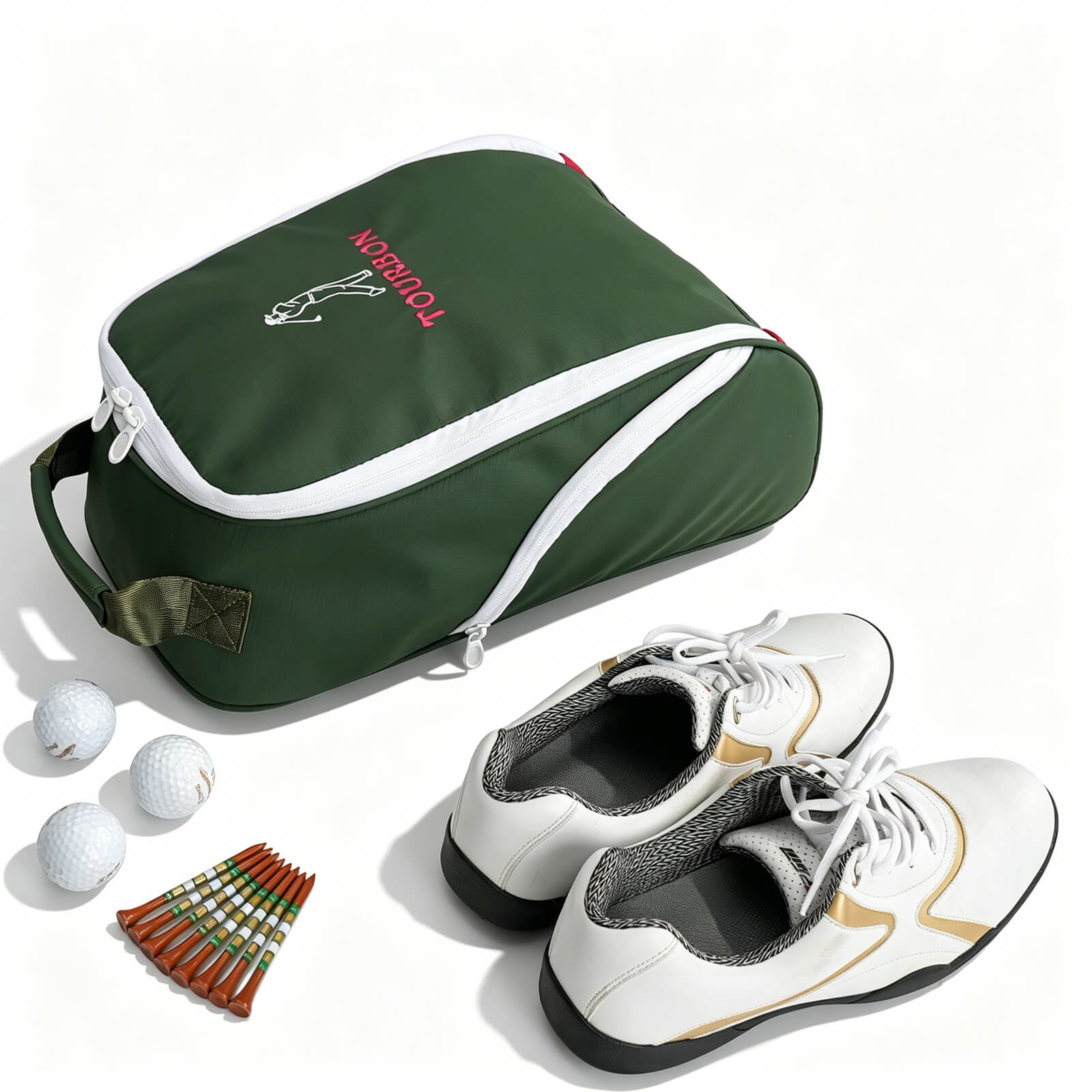 TOURBON Golf Shoe Bag with Side Pockets for Men Women