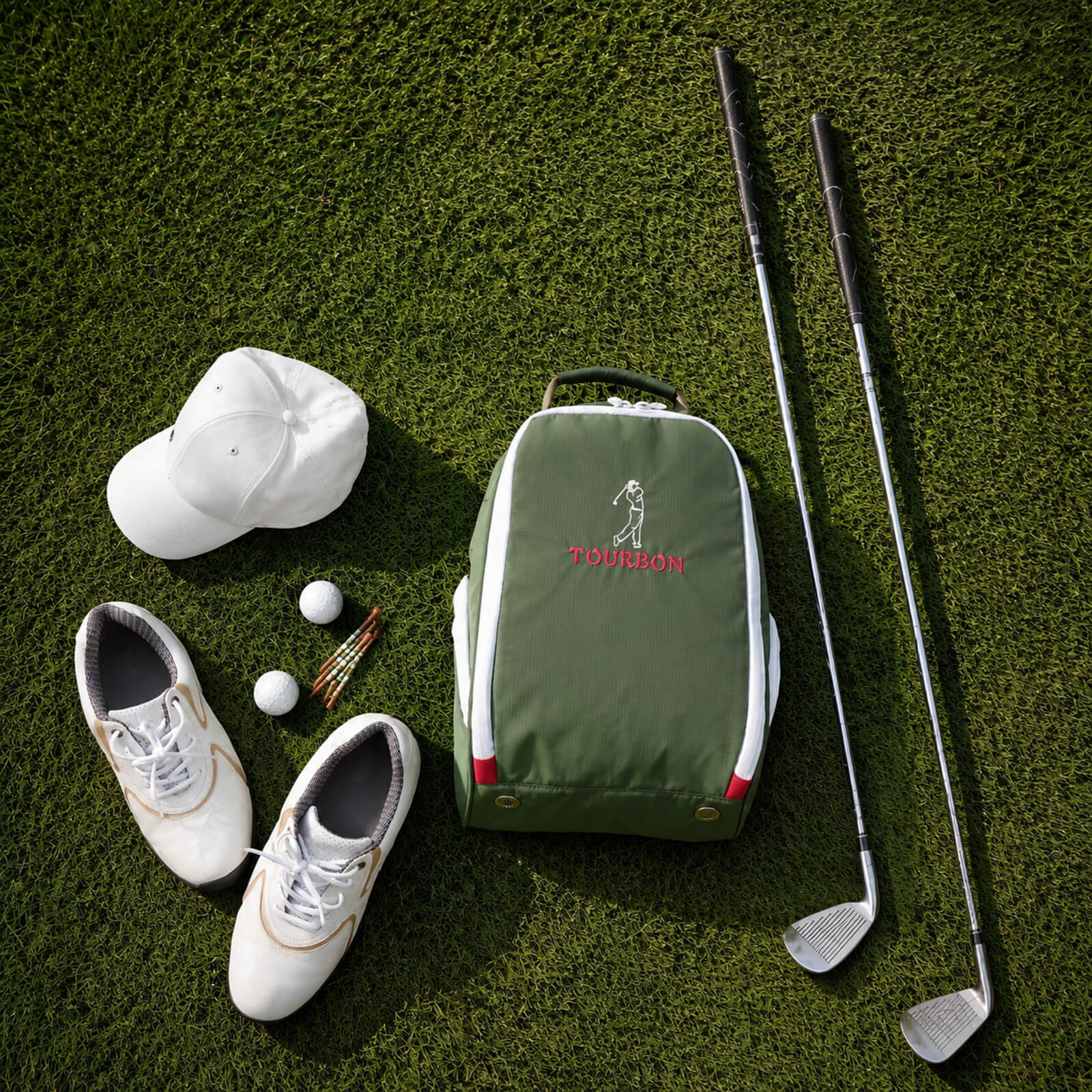 TOURBON Golf Shoe Bag with Side Pockets for Men Women