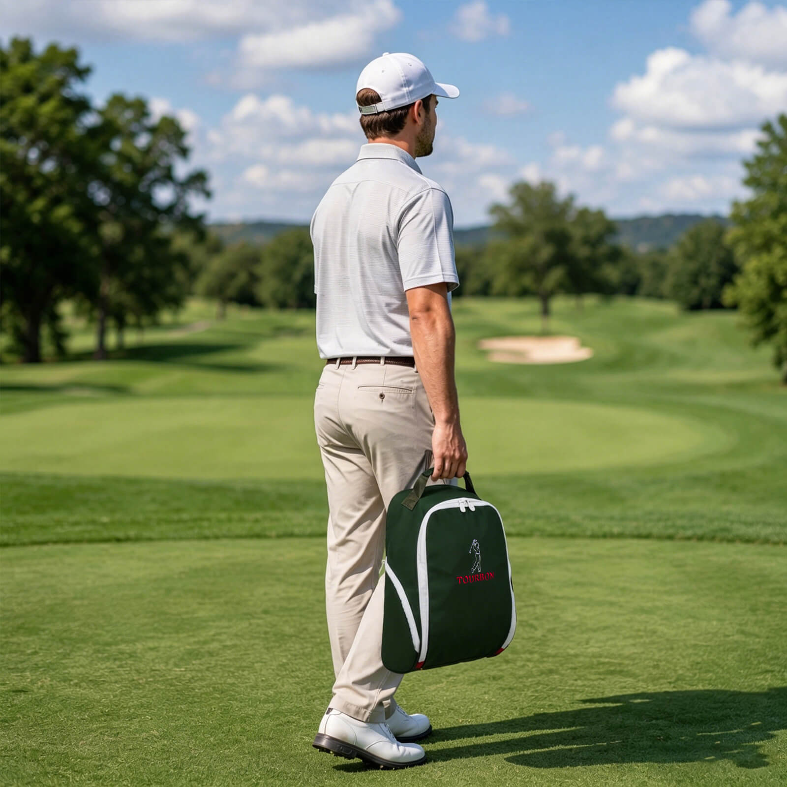 TOURBON Golf Shoe Bag with Side Pockets for Men Women