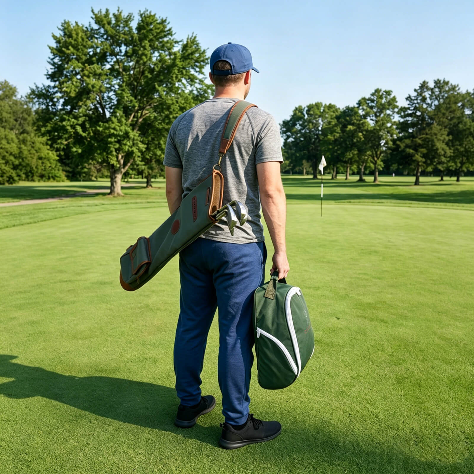 TOURBON Golf Shoe Bag with Side Pockets for Men Women