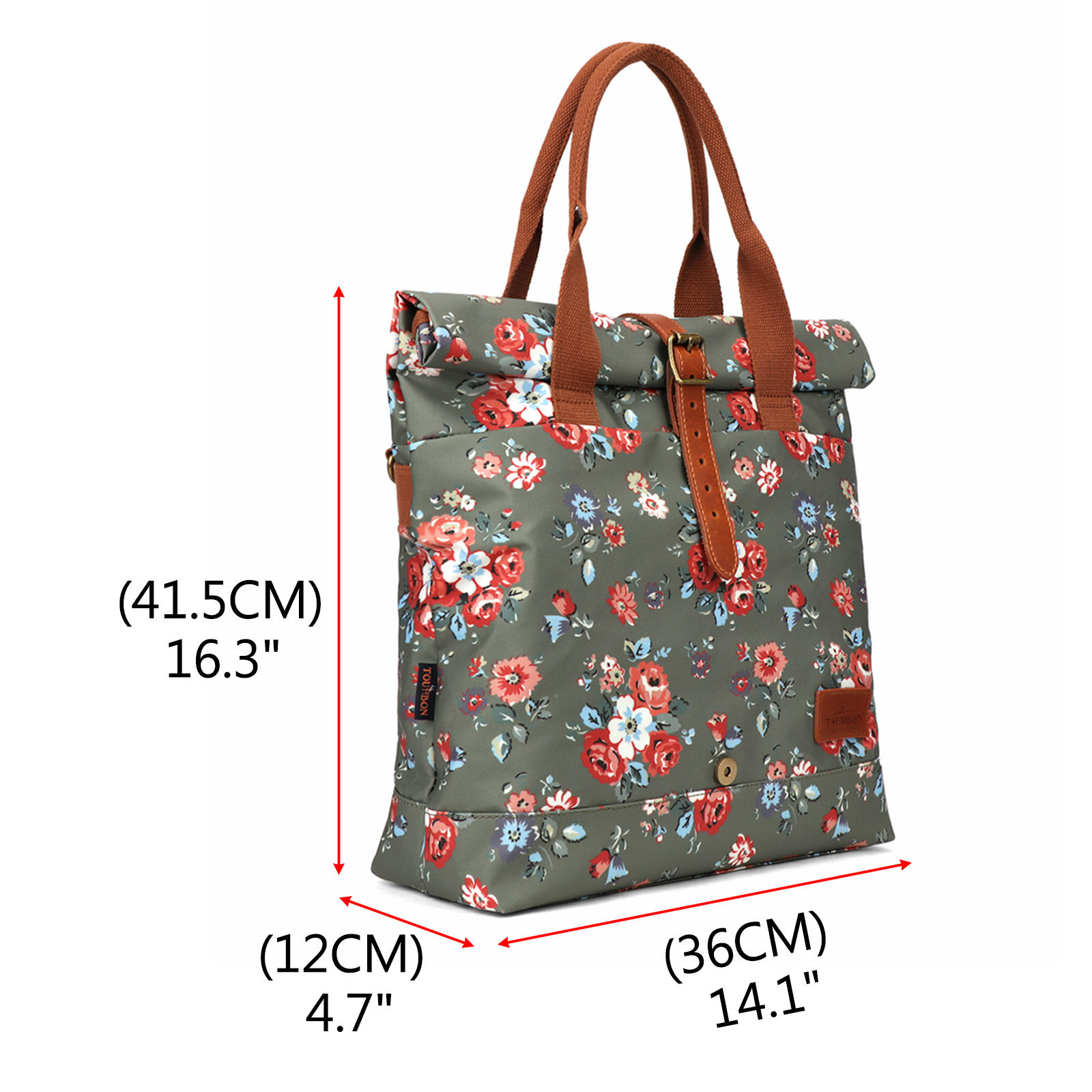 TOURBON Canvas and Leather Roll-top Clip-On Bicycle Panniers Women