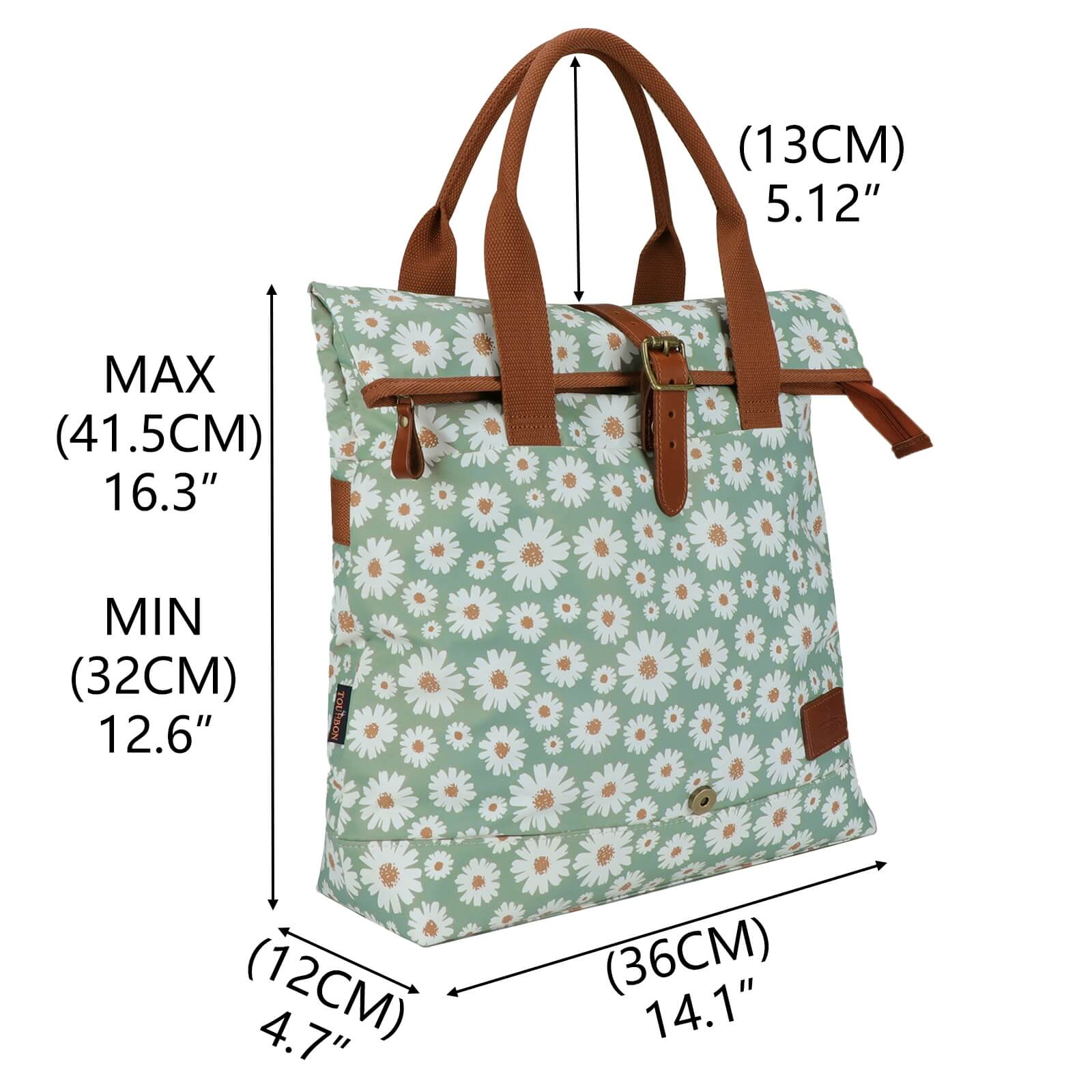 TOURBON Canvas and Leather Roll-top Clip-On Bicycle Panniers Women