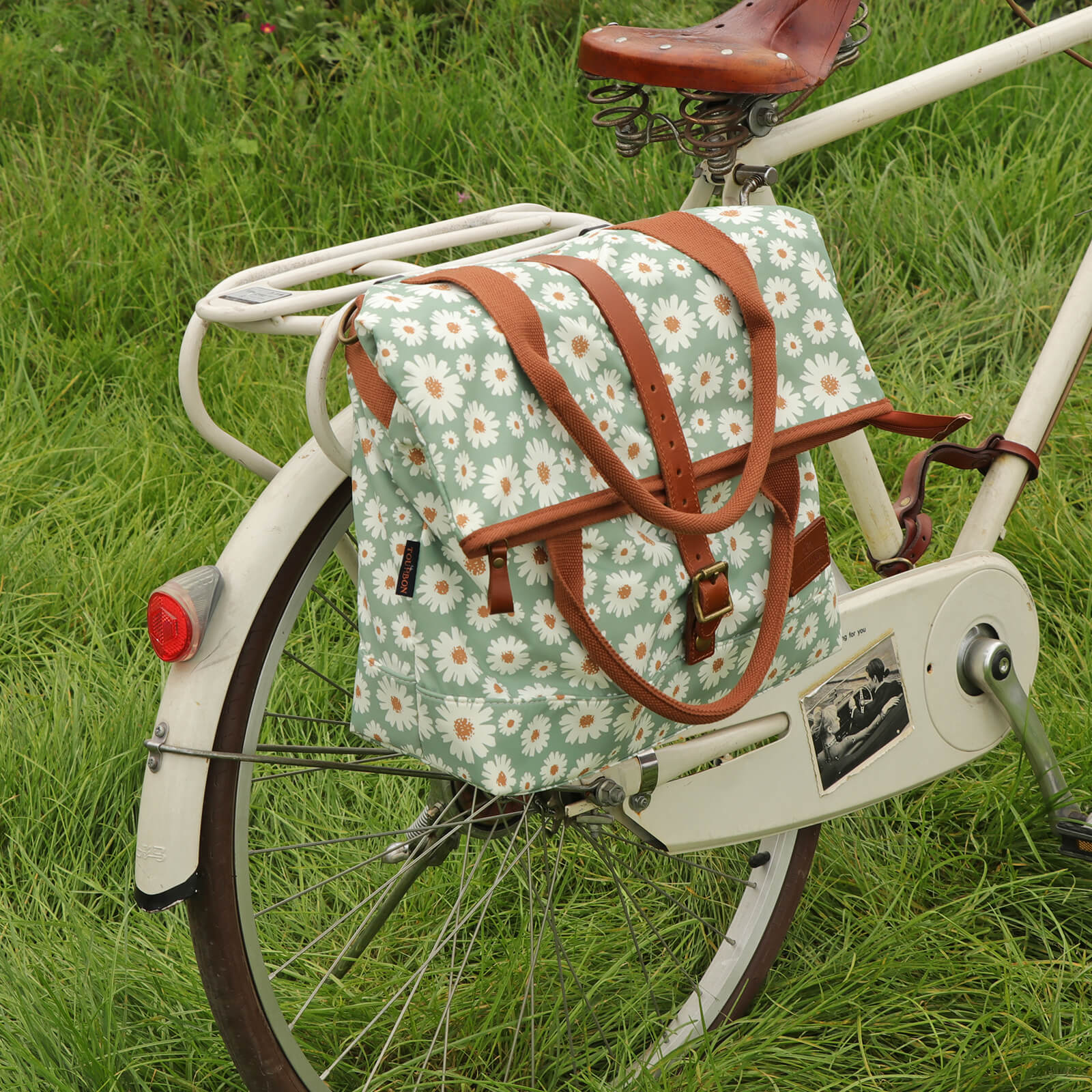 TOURBON Canvas and Leather Roll-top Clip-On Bicycle Panniers Women