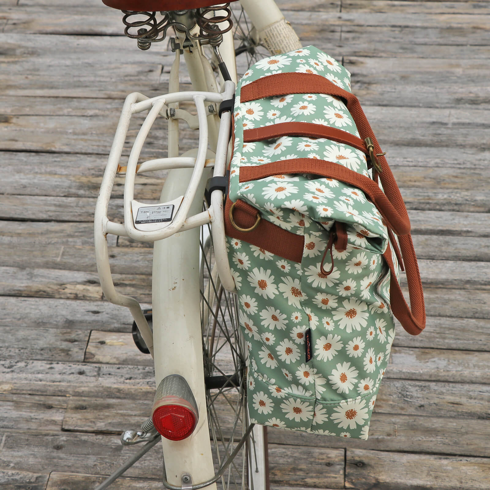 TOURBON Canvas and Leather Roll-top Clip-On Bicycle Panniers Women