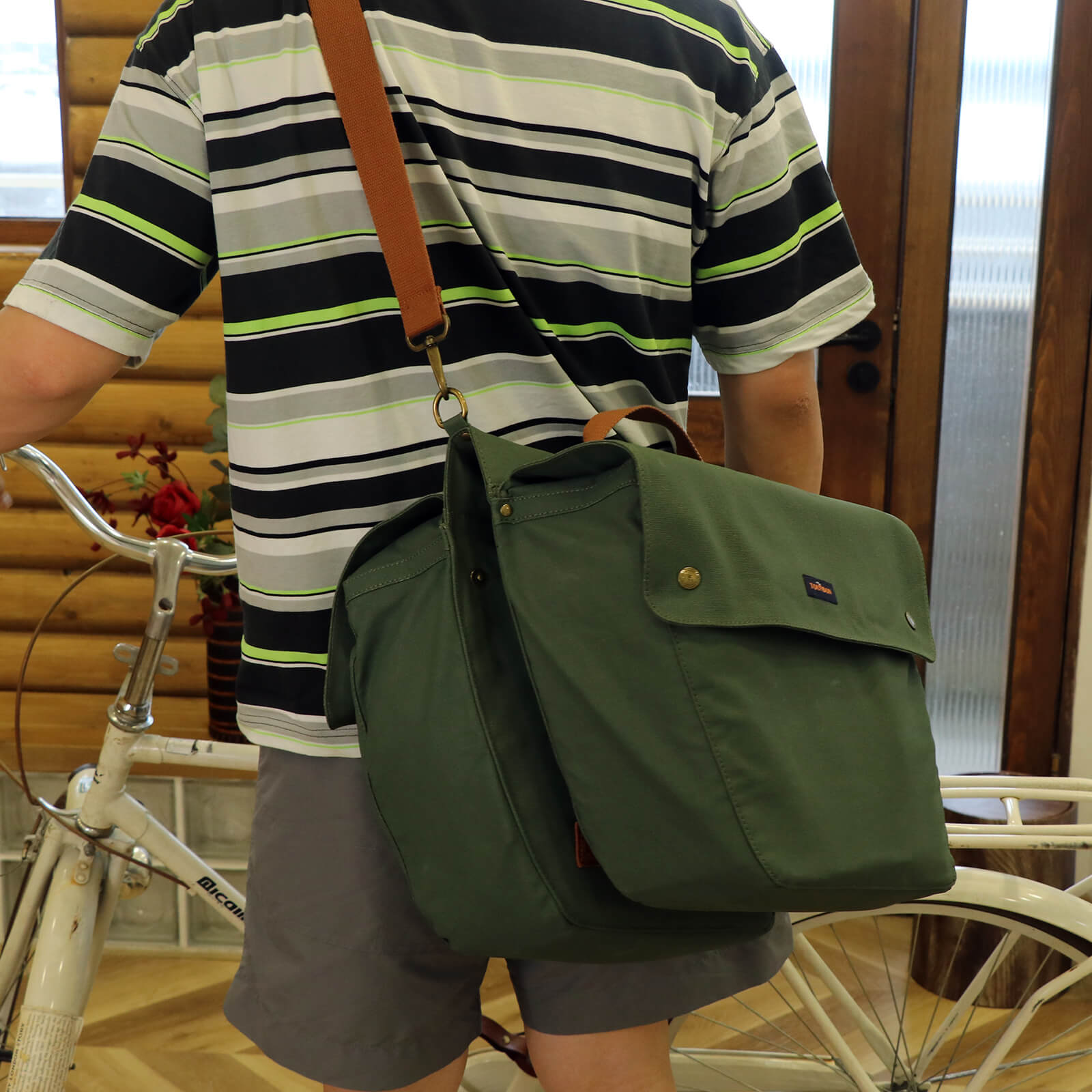 TOURBON Canvas Cycling Bicycle Bike Pannier Rear Seat Bag