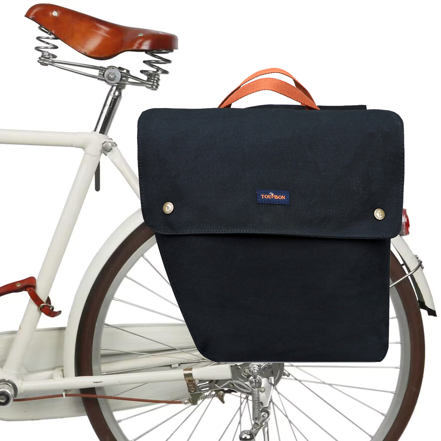 TOURBON Canvas Cycling Bicycle Bike Pannier Rear Seat Bag