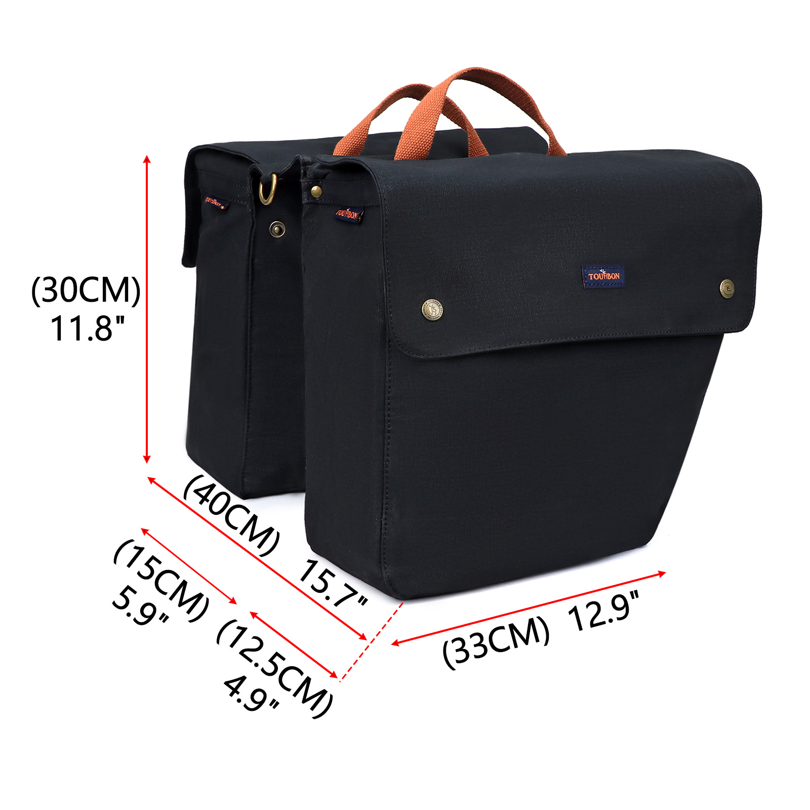 TOURBON Canvas Cycling Bicycle Bike Pannier Rear Seat Bag