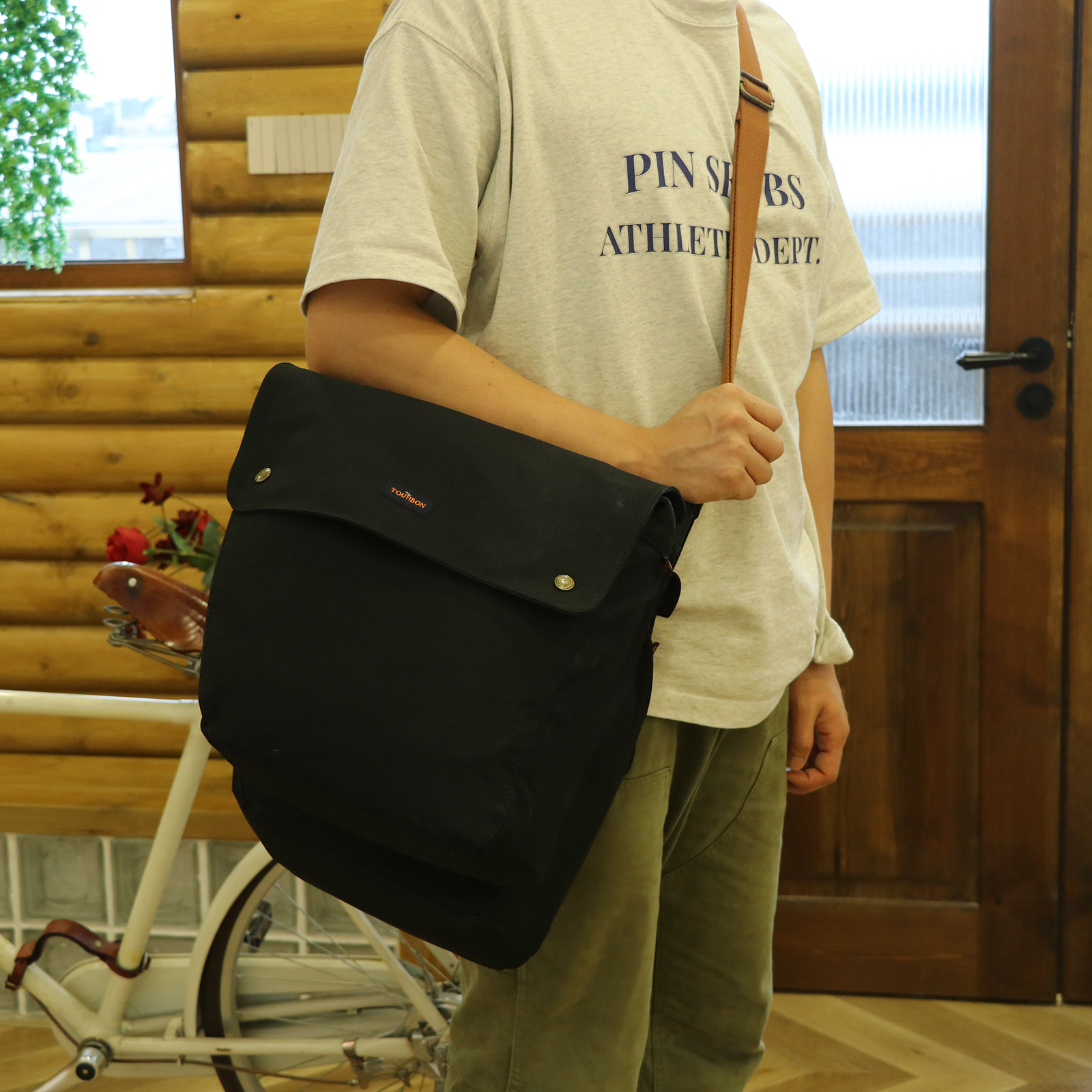 TOURBON Canvas Cycling Bicycle Bike Pannier Rear Seat Bag