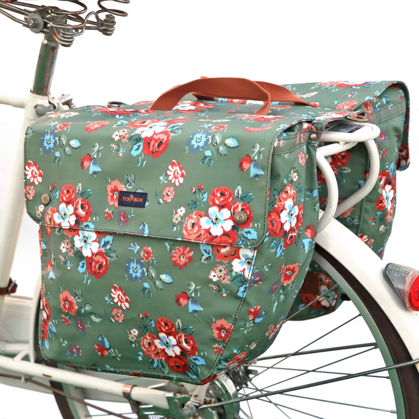 TOURBON Canvas Cycling Bicycle Bike Pannier Rear Seat Bag