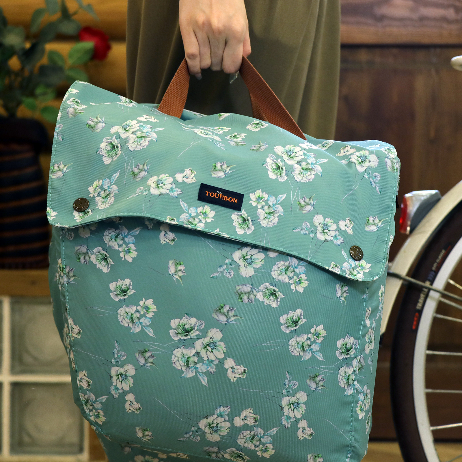 TOURBON Canvas Cycling Bicycle Bike Pannier Rear Seat Bag