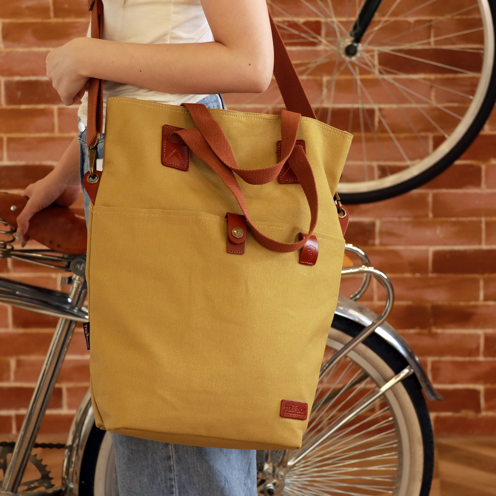 TOURBON Canvas Waterproof Bike Bicycle Rear Pannier Bag