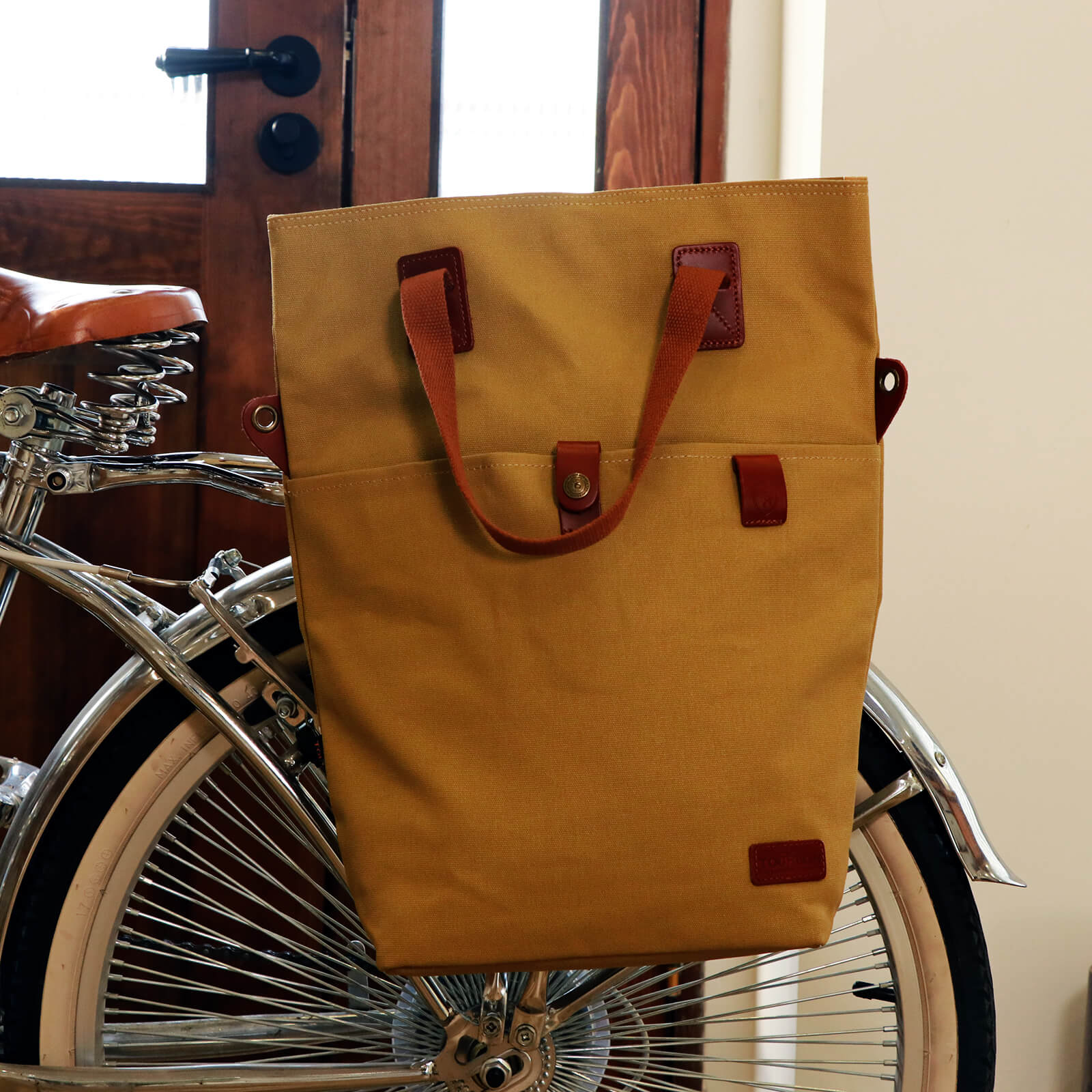 TOURBON Canvas Waterproof Bike Bicycle Rear Pannier Bag