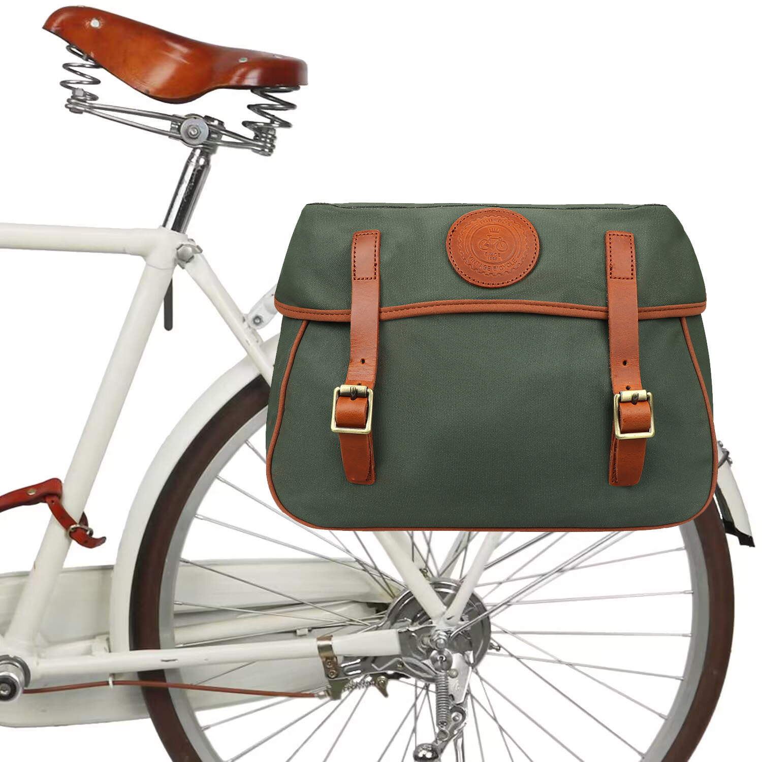 TOURBON Waterproof Canvas Leather Double Bike Pannier Bag