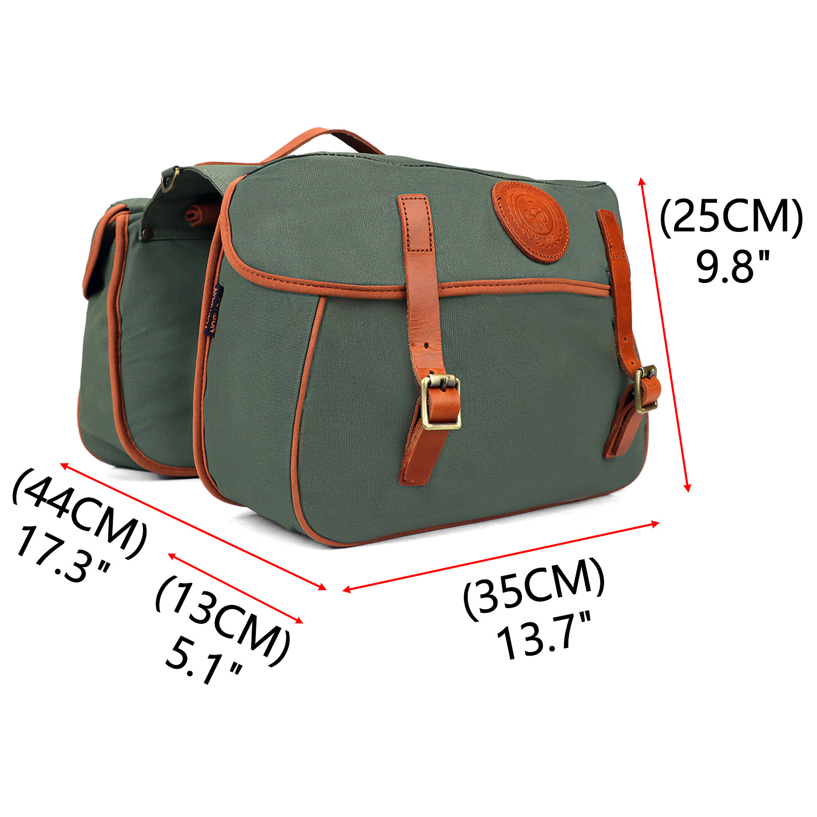 TOURBON Waterproof Canvas Leather Double Bike Pannier Bag