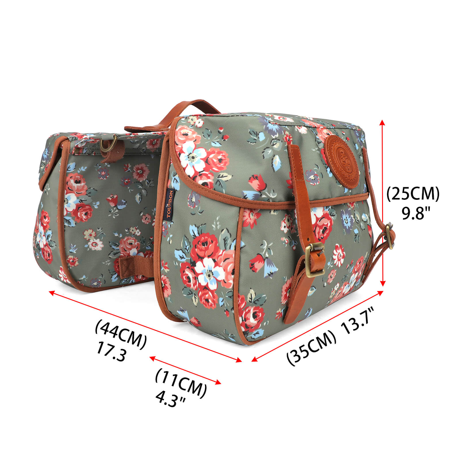 TOURBON Waterproof Canvas Bicycle Double Panniers Bag 