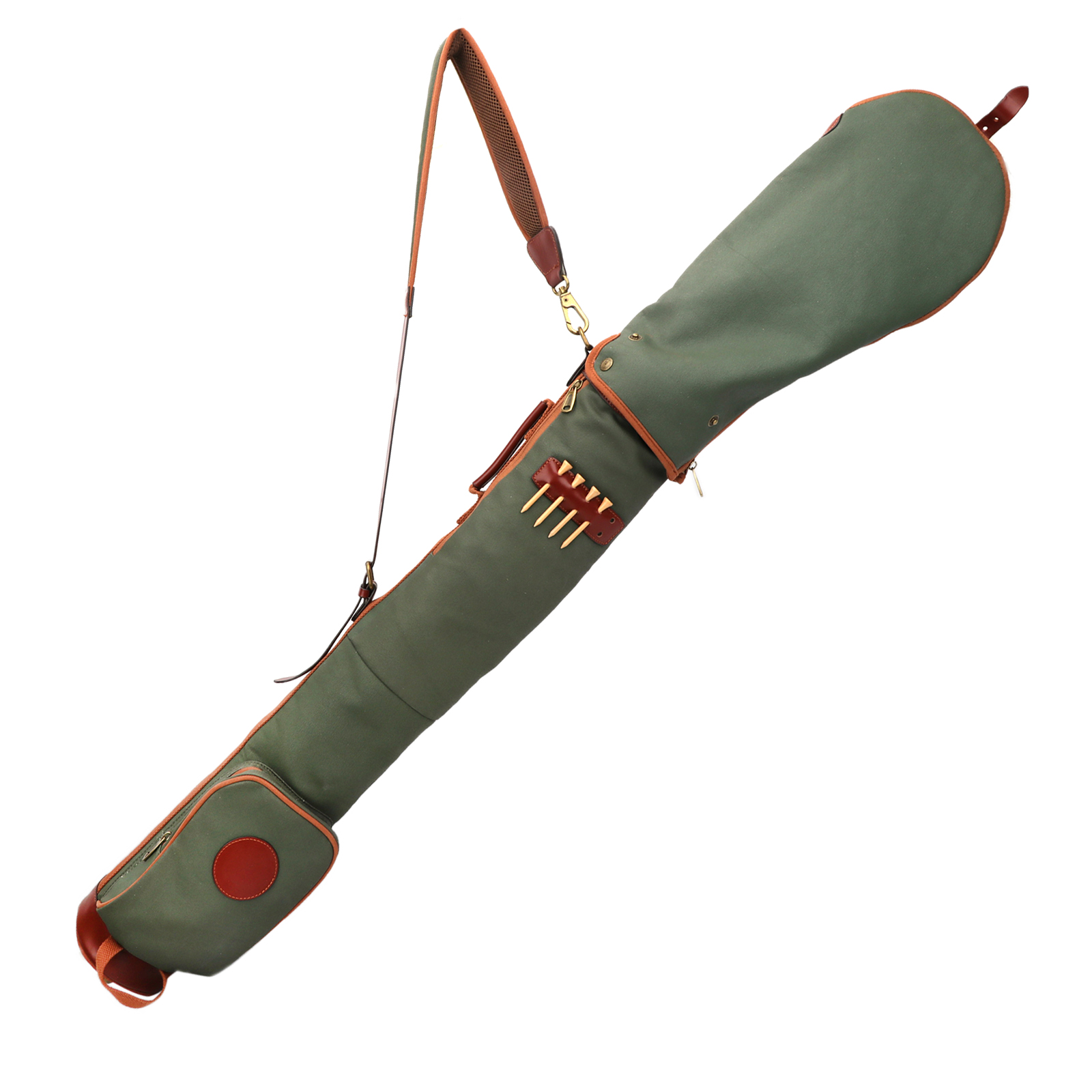 TOURBON Retro Canvas & Leather Golf Club Pencil Travel Bag