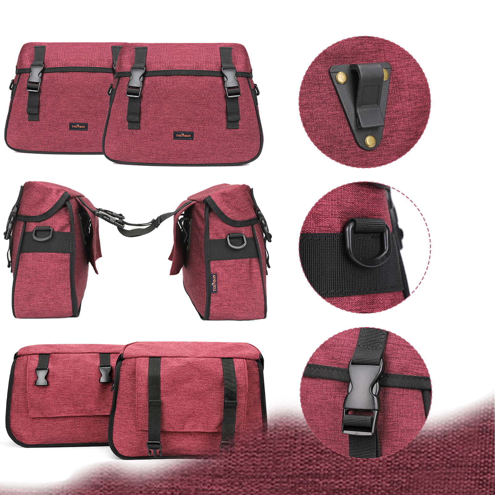 TOURBON Double Pannier Bike Rear Rack Trunk Bag 