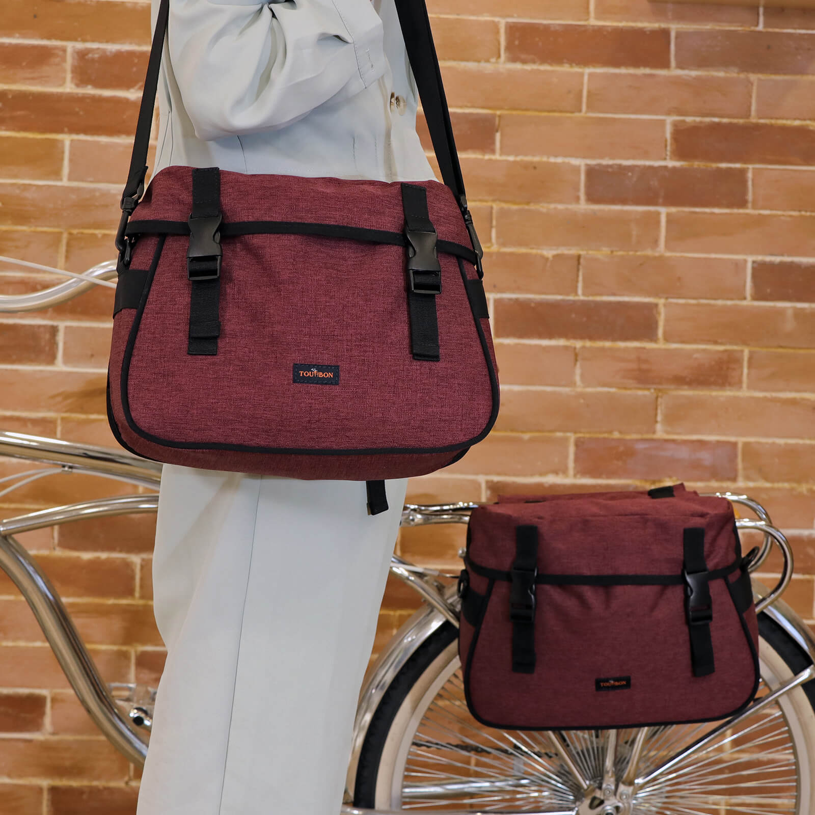 TOURBON Double Pannier Bike Rear Rack Trunk Bag 