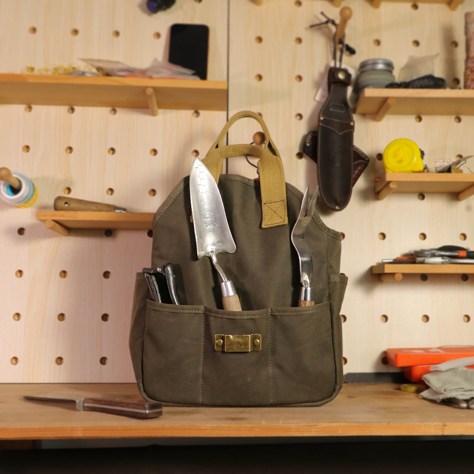 Tourbon Waxed Canvas Gardening Tools Storage Tote Bag