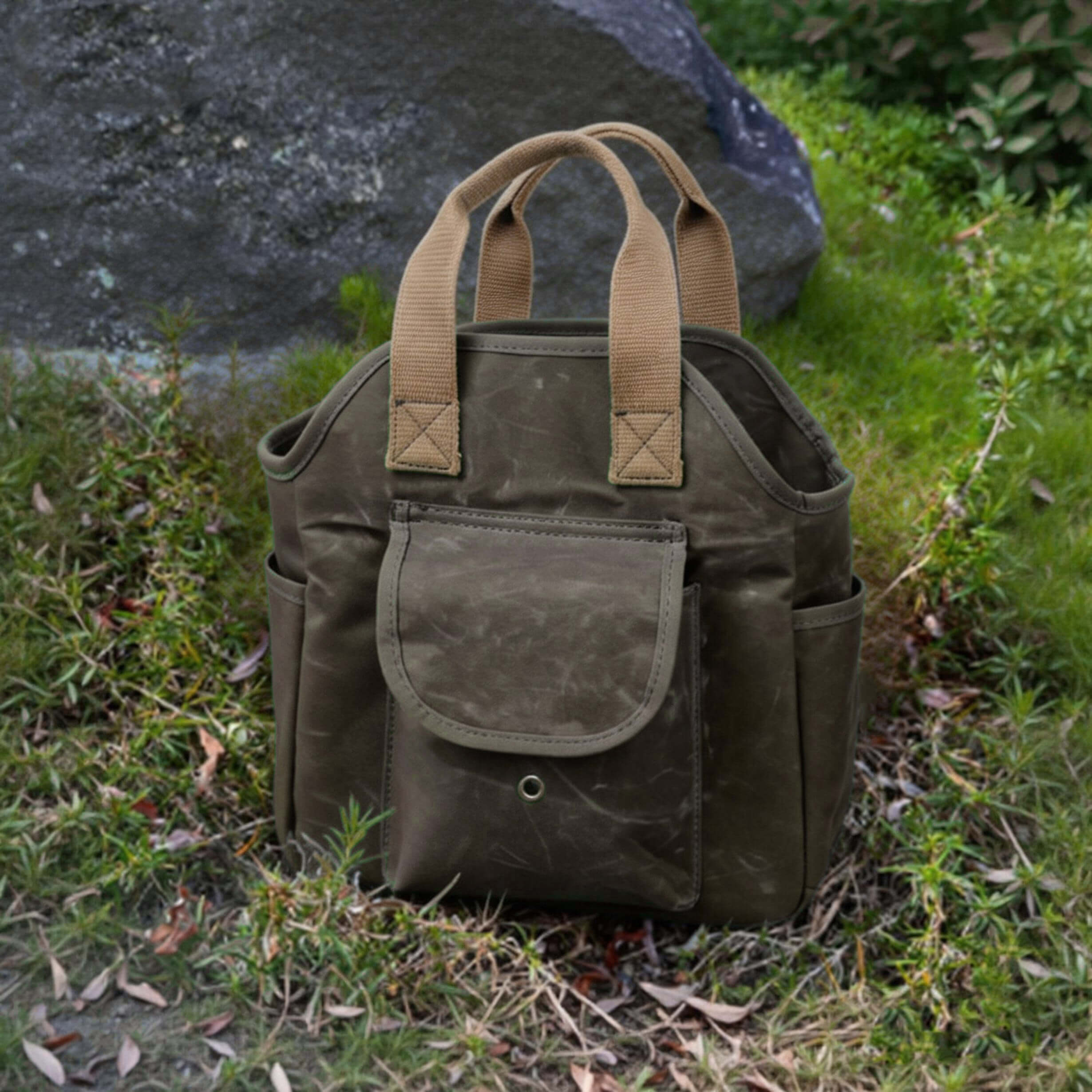 Tourbon Waxed Canvas Gardening Tools Storage Tote Bag