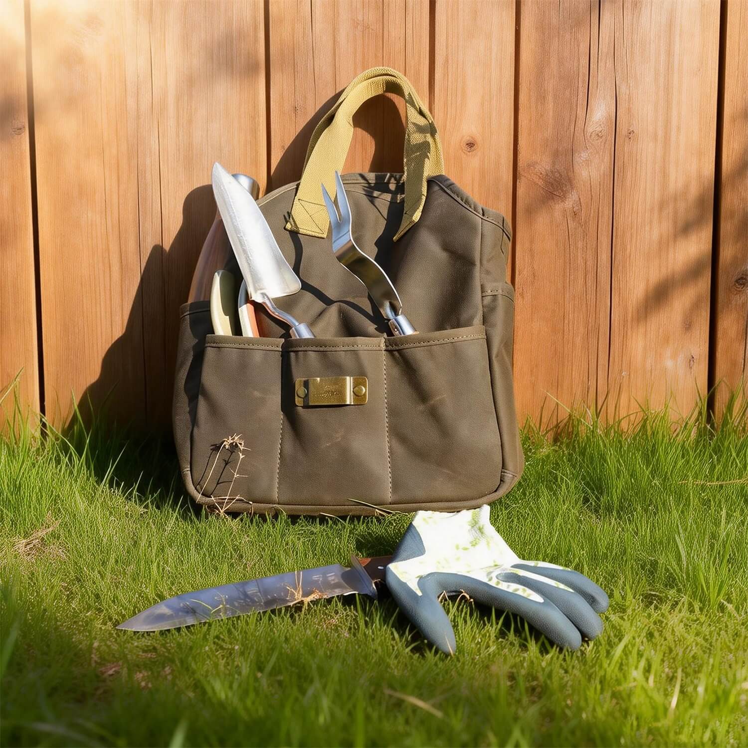 Tourbon Waxed Canvas Gardening Tools Storage Tote Bag