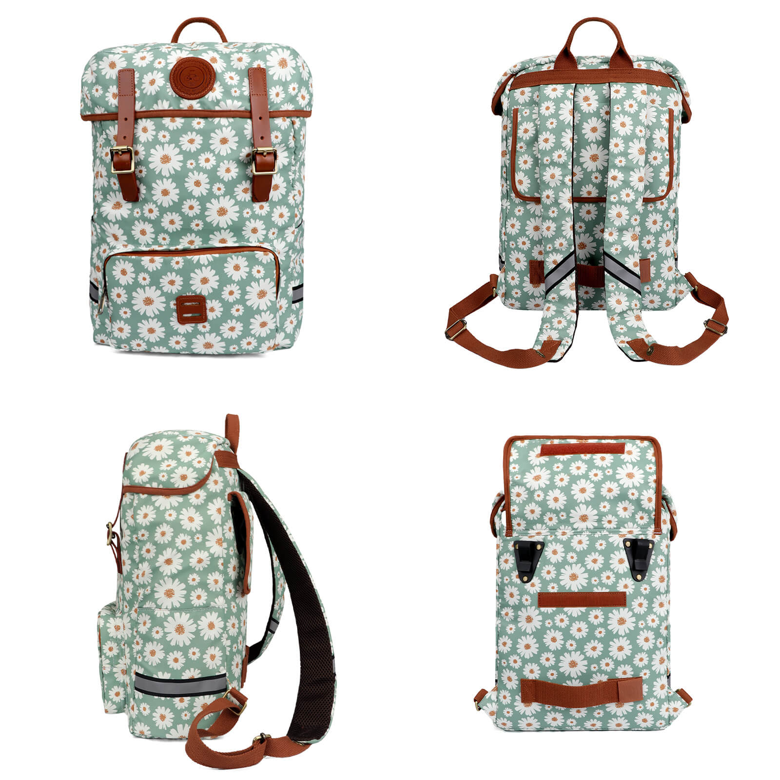 TOURBON Canvas Leather Backpack Pannier for Bicycle Rear Rack, 15 inches Laptop Bag