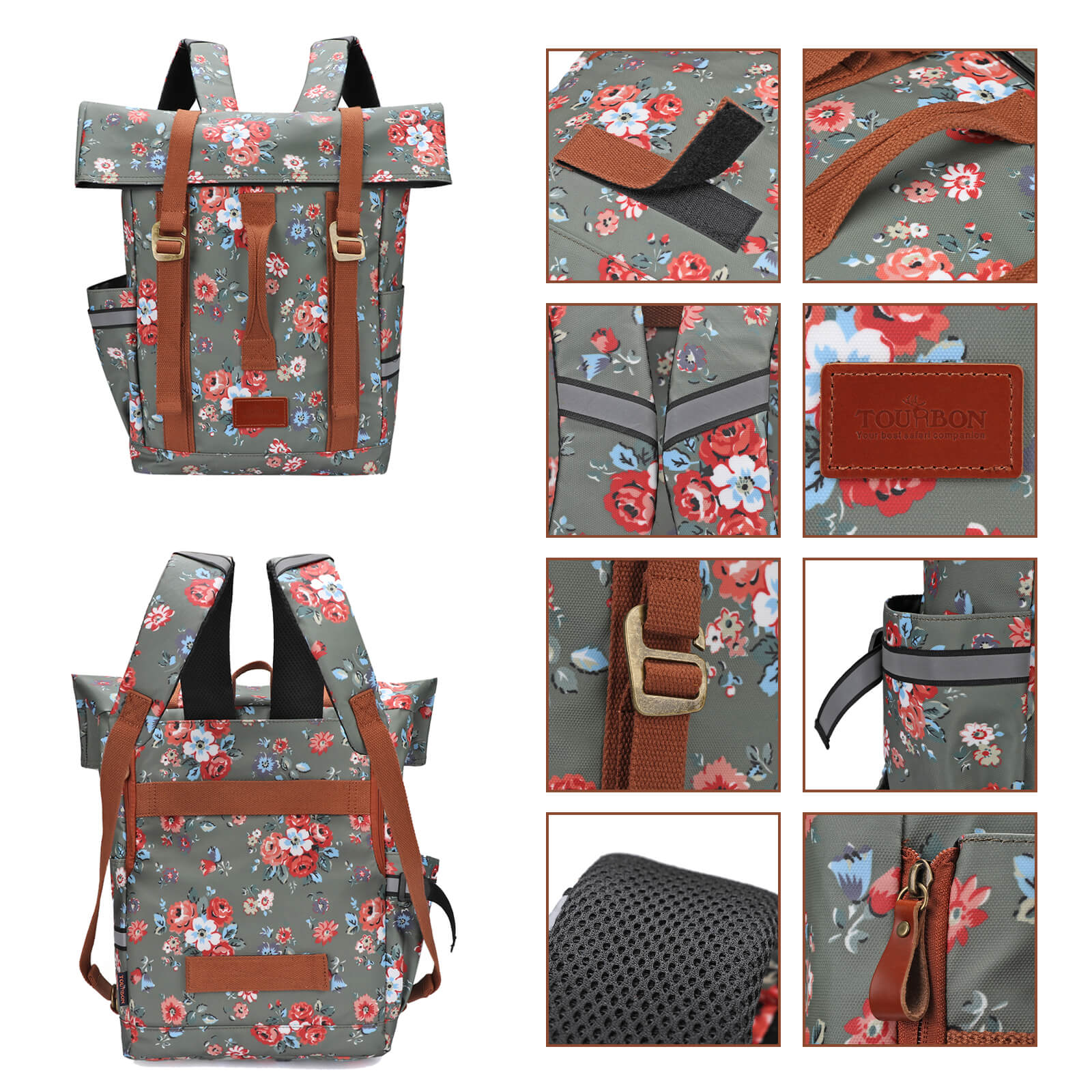 TOURBON Waterproof Canvas Bike Laptop Pannier Backpack