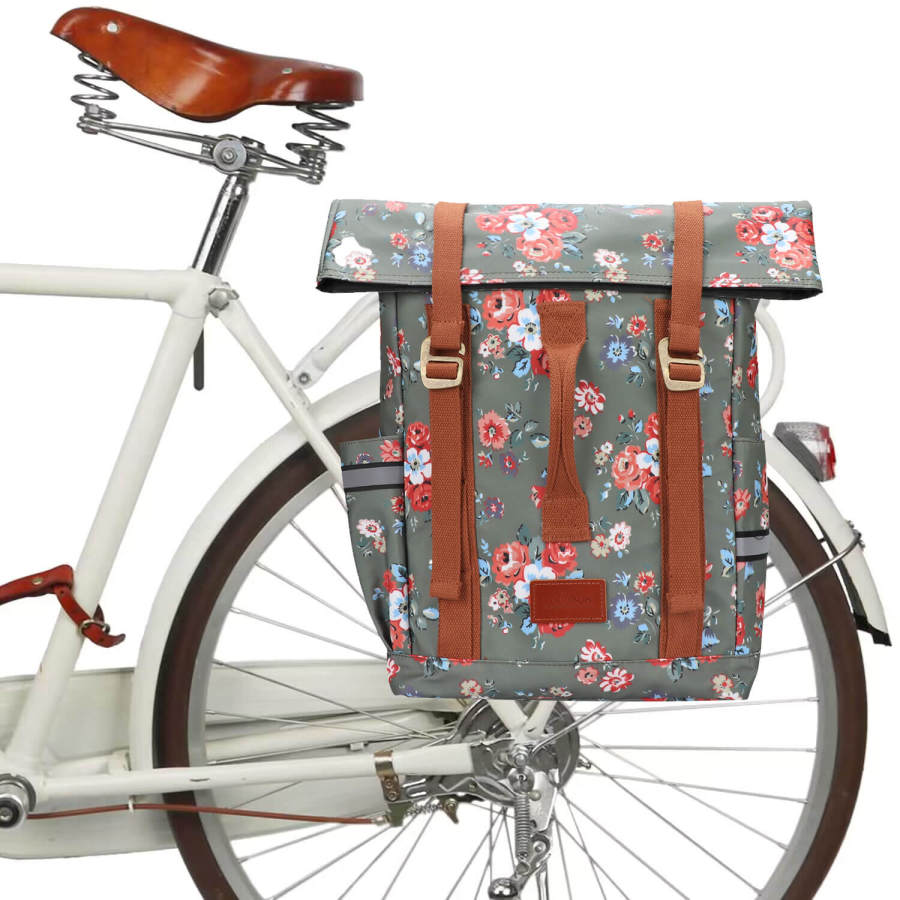 TOURBON Waterproof Canvas Bike Laptop Pannier Backpack