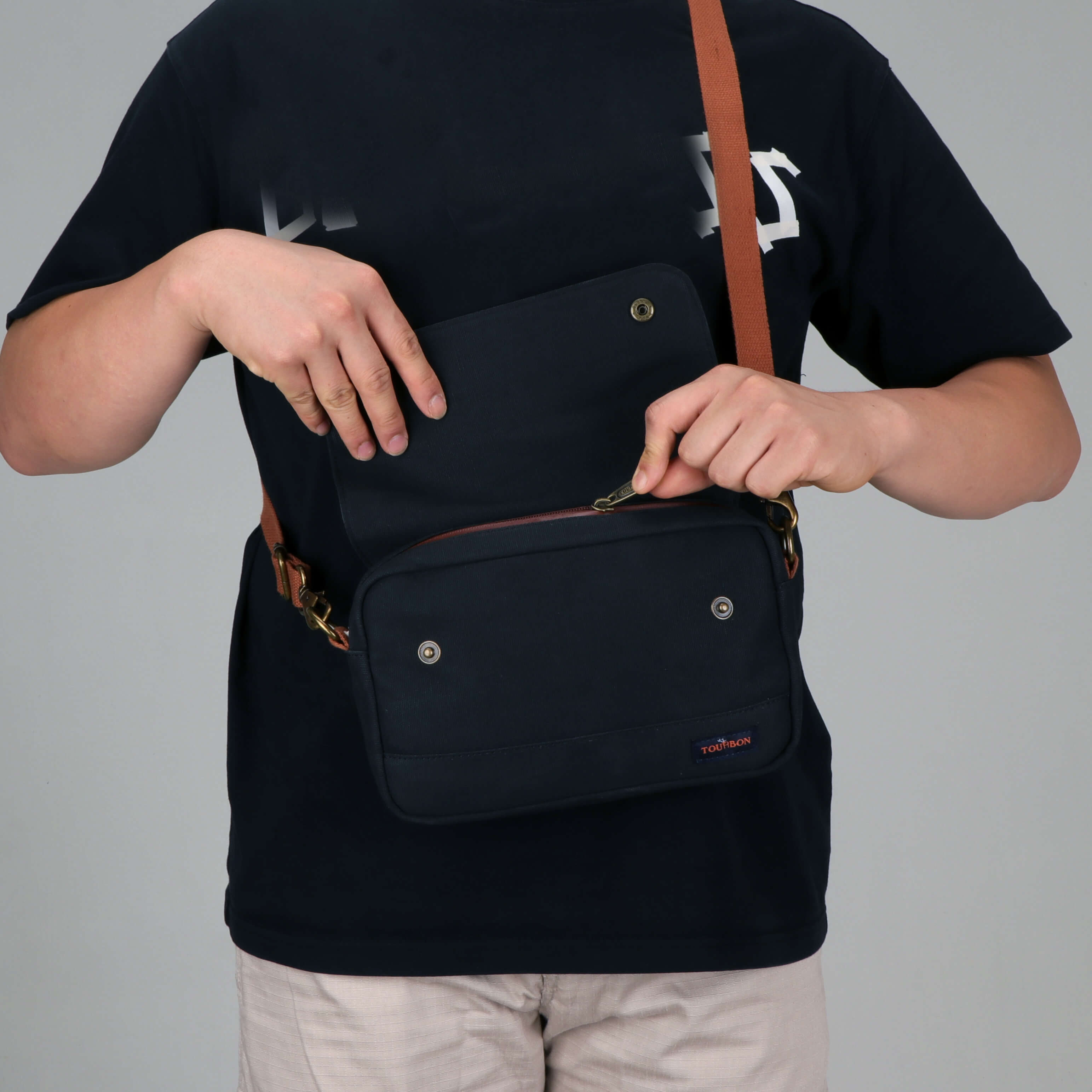 TOURBON Bike Bag Waxed Canvas Bicycle Handlebar Bag