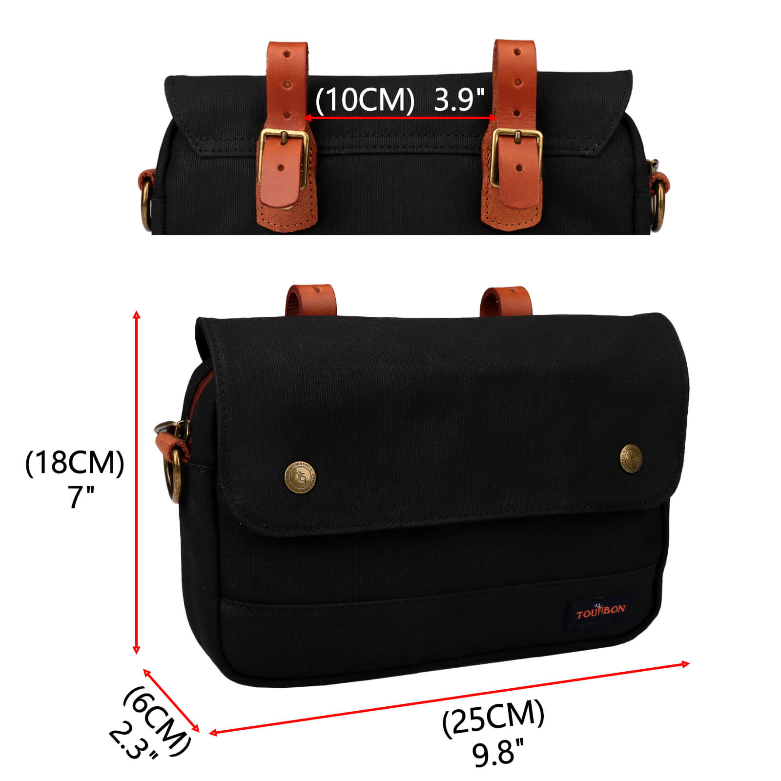 TOURBON Bike Bag Waxed Canvas Bicycle Handlebar Bag