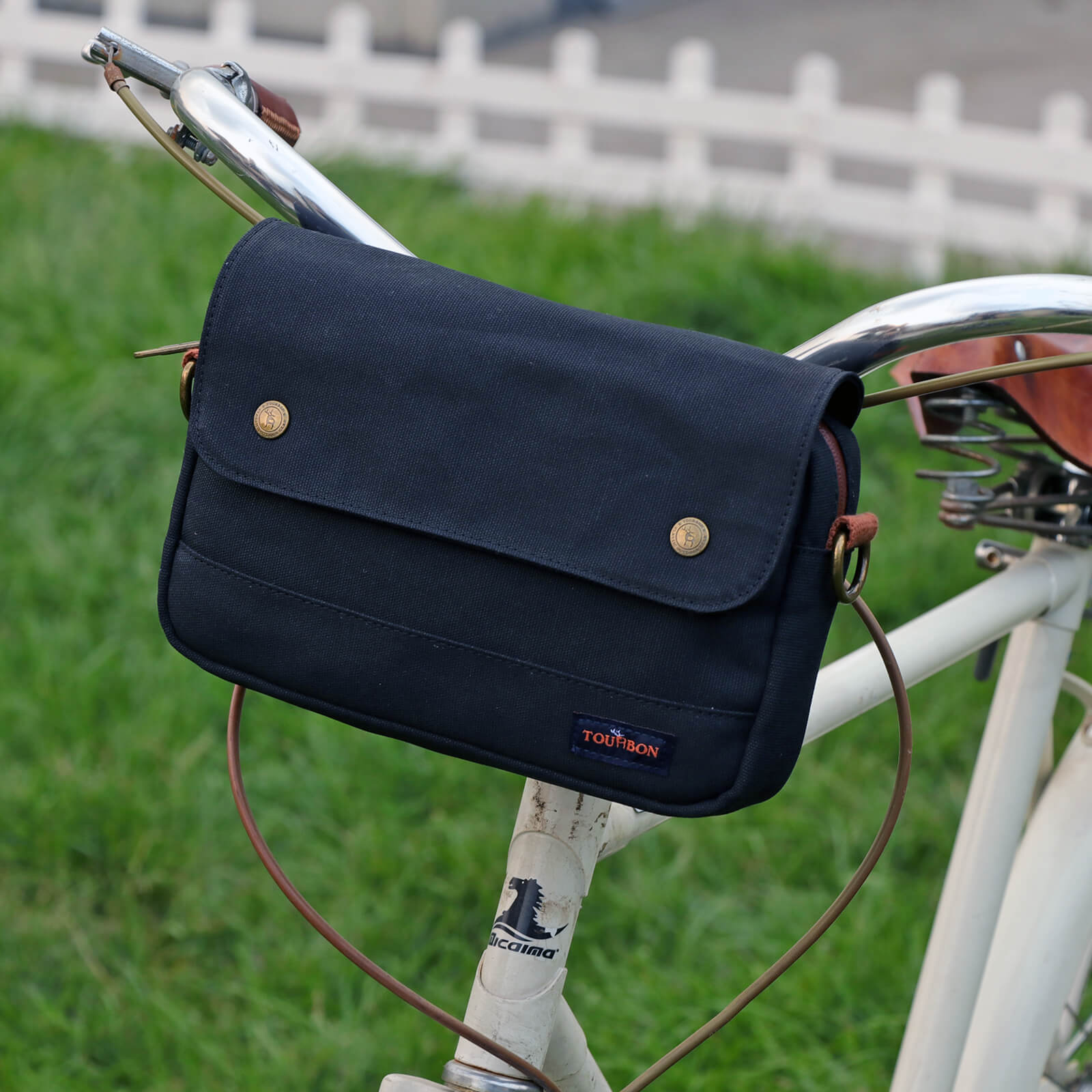 TOURBON Bike Bag Waxed Canvas Bicycle Handlebar Bag