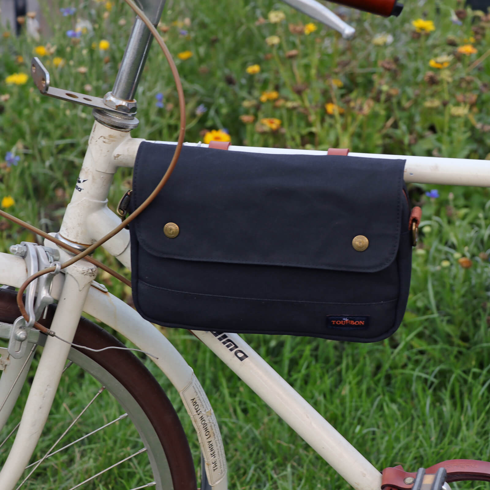 TOURBON Bike Bag Waxed Canvas Bicycle Handlebar Bag
