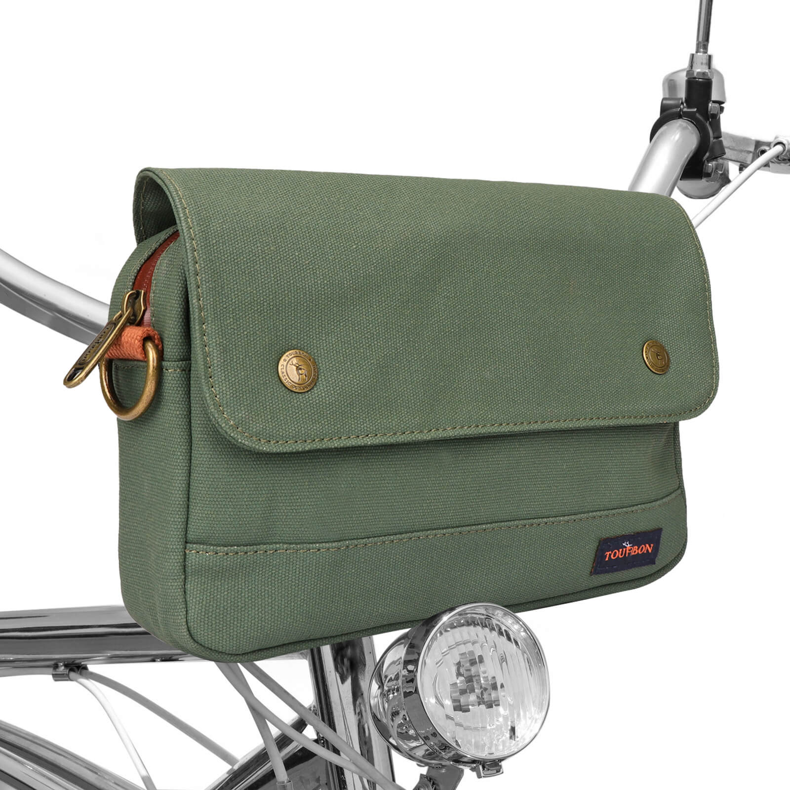 TOURBON Bike Bag Waxed Canvas Bicycle Handlebar Bag