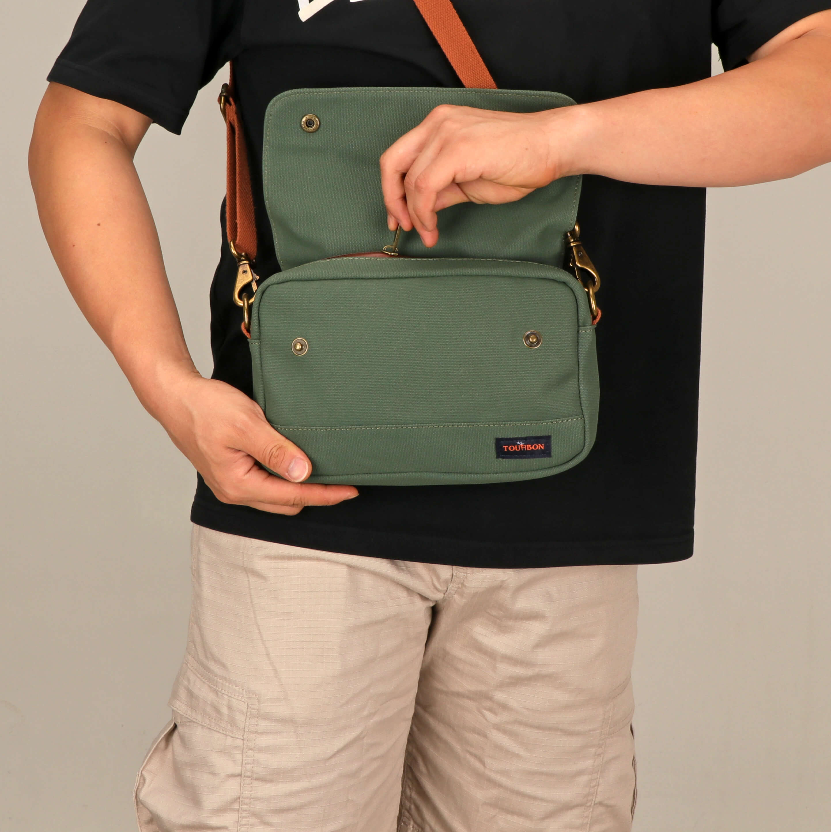 TOURBON Bike Bag Waxed Canvas Bicycle Handlebar Bag
