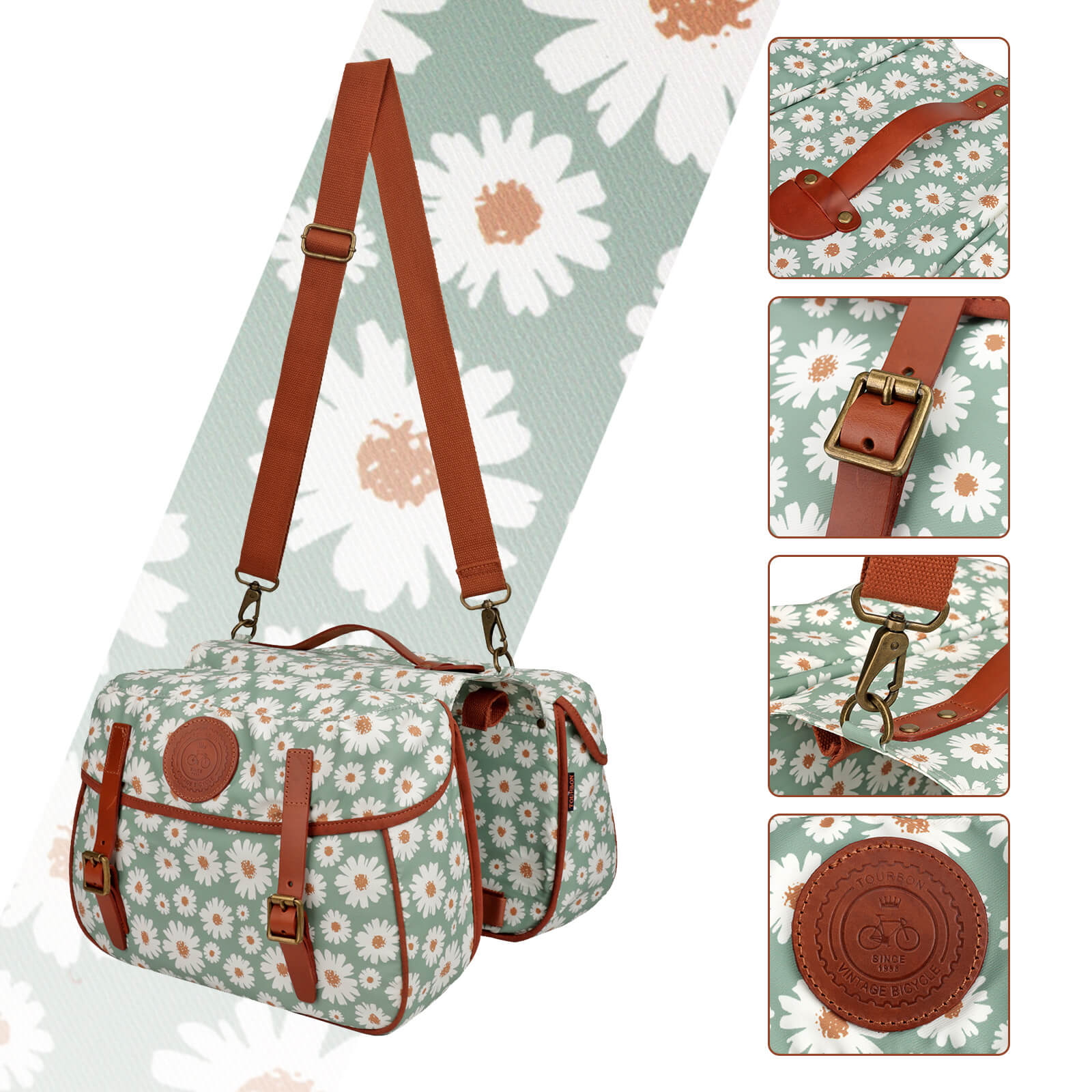 TOURBON Waterproof Canvas Bicycle Double Panniers Bag 