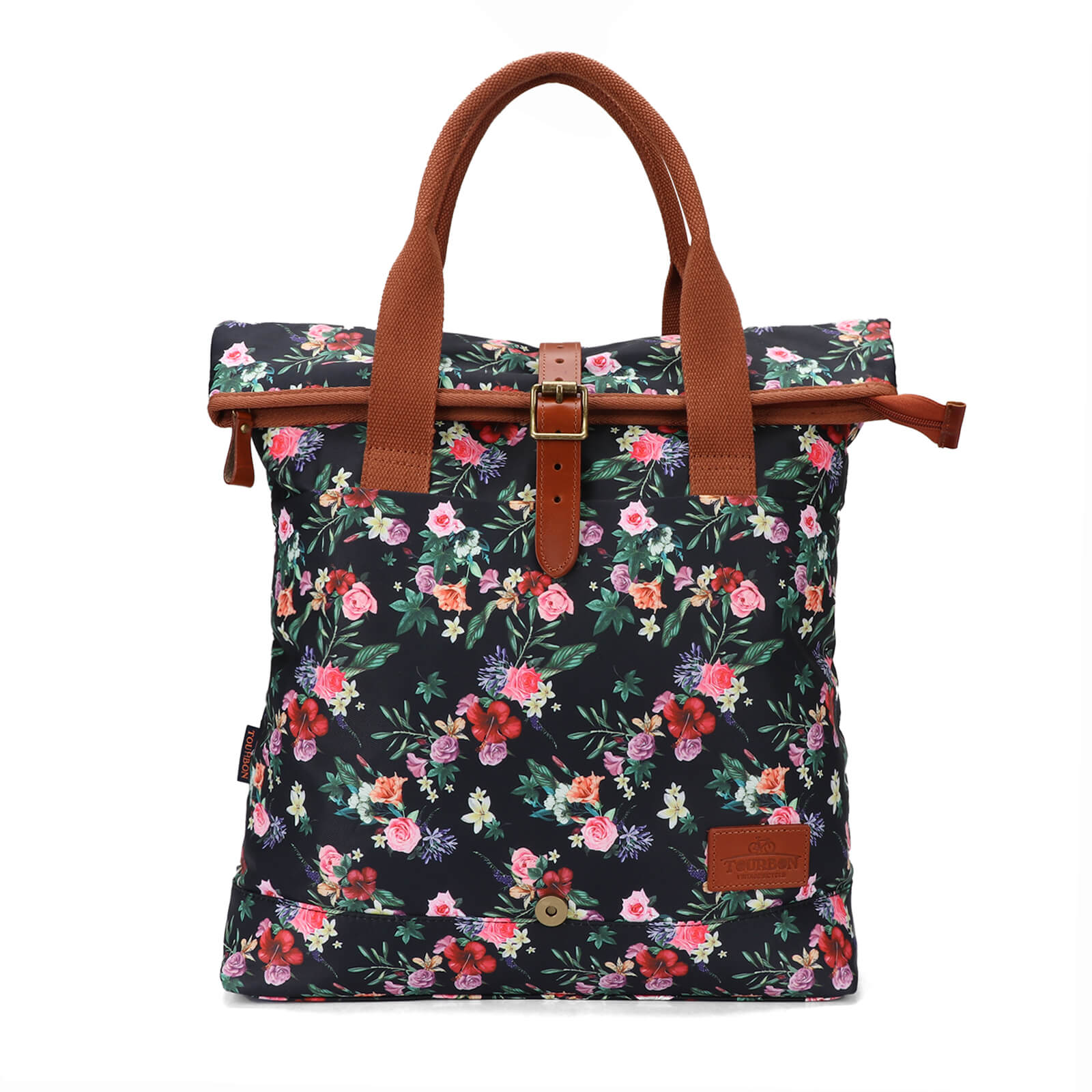 TOURBON Canvas and Leather Roll-top Clip-On Bicycle Panniers Women